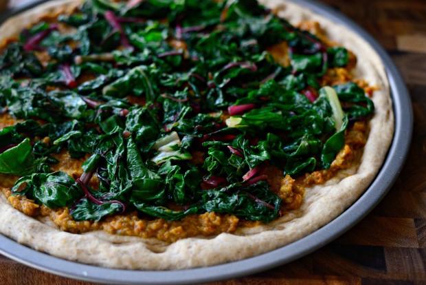 Simply Scratch Toasted Garlic Swiss Chard Pizza - Simply Scratch