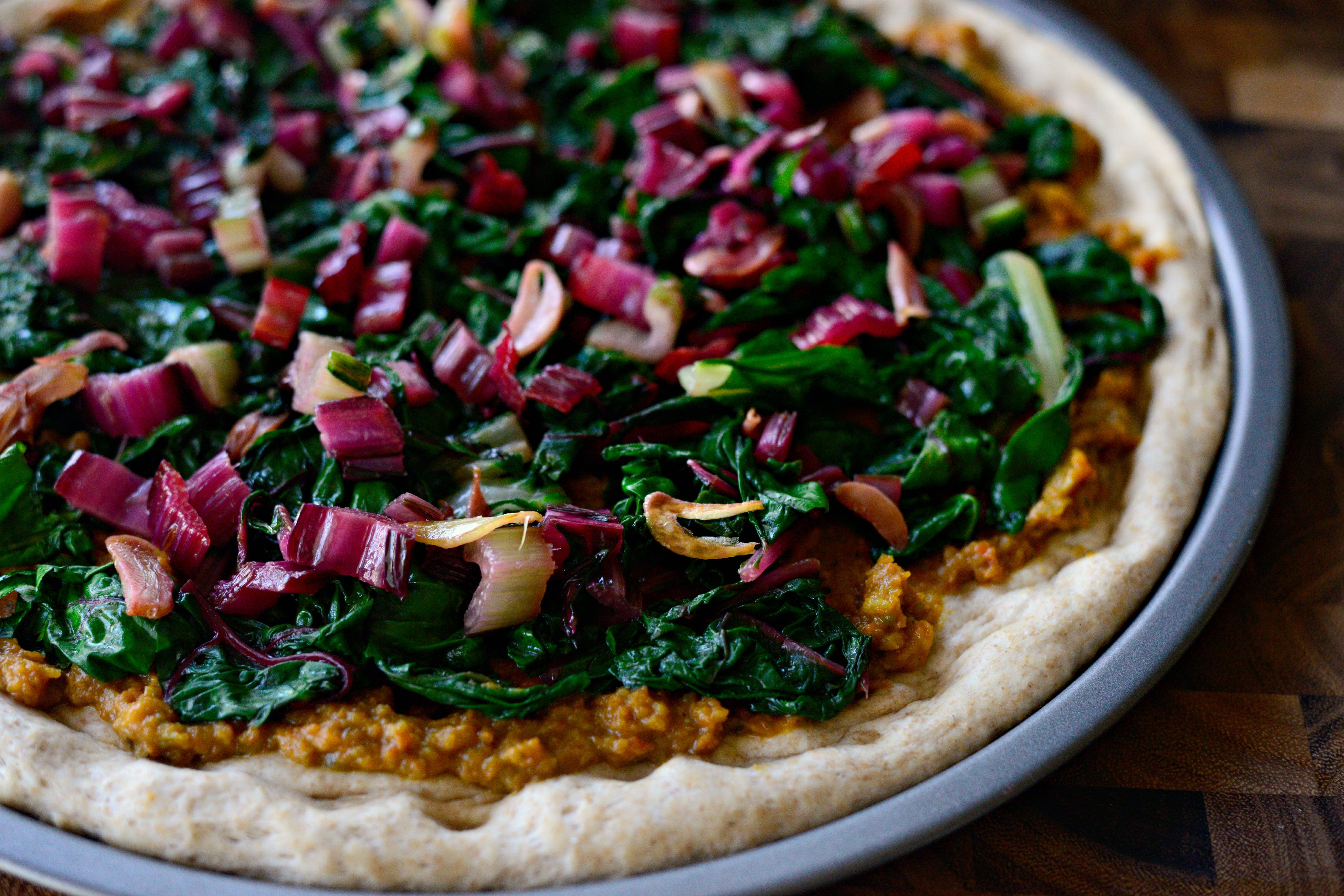 Simply Scratch Toasted Garlic Swiss Chard Pizza - Simply Scratch