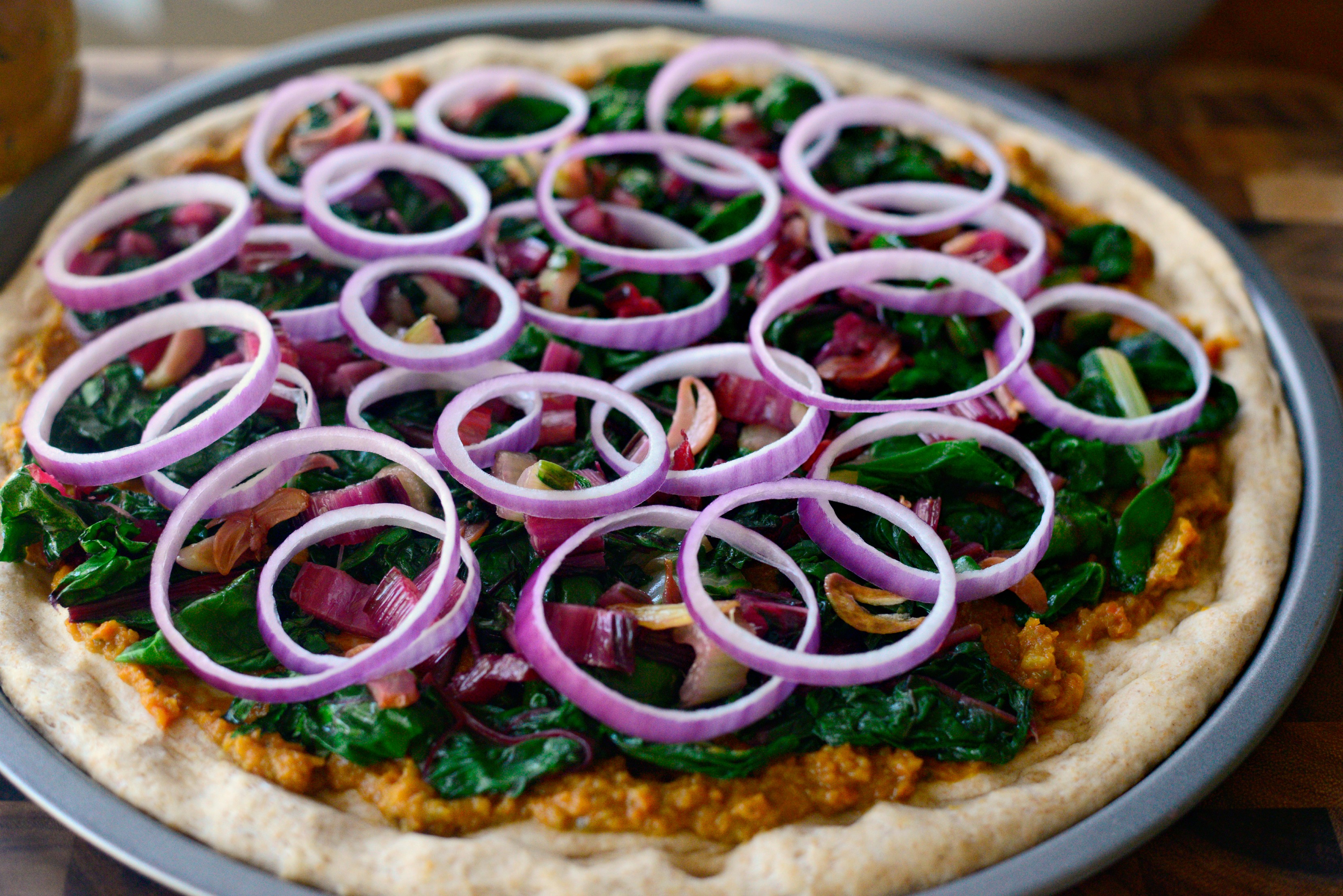 Simply Scratch Toasted Garlic Swiss Chard Pizza - Simply Scratch