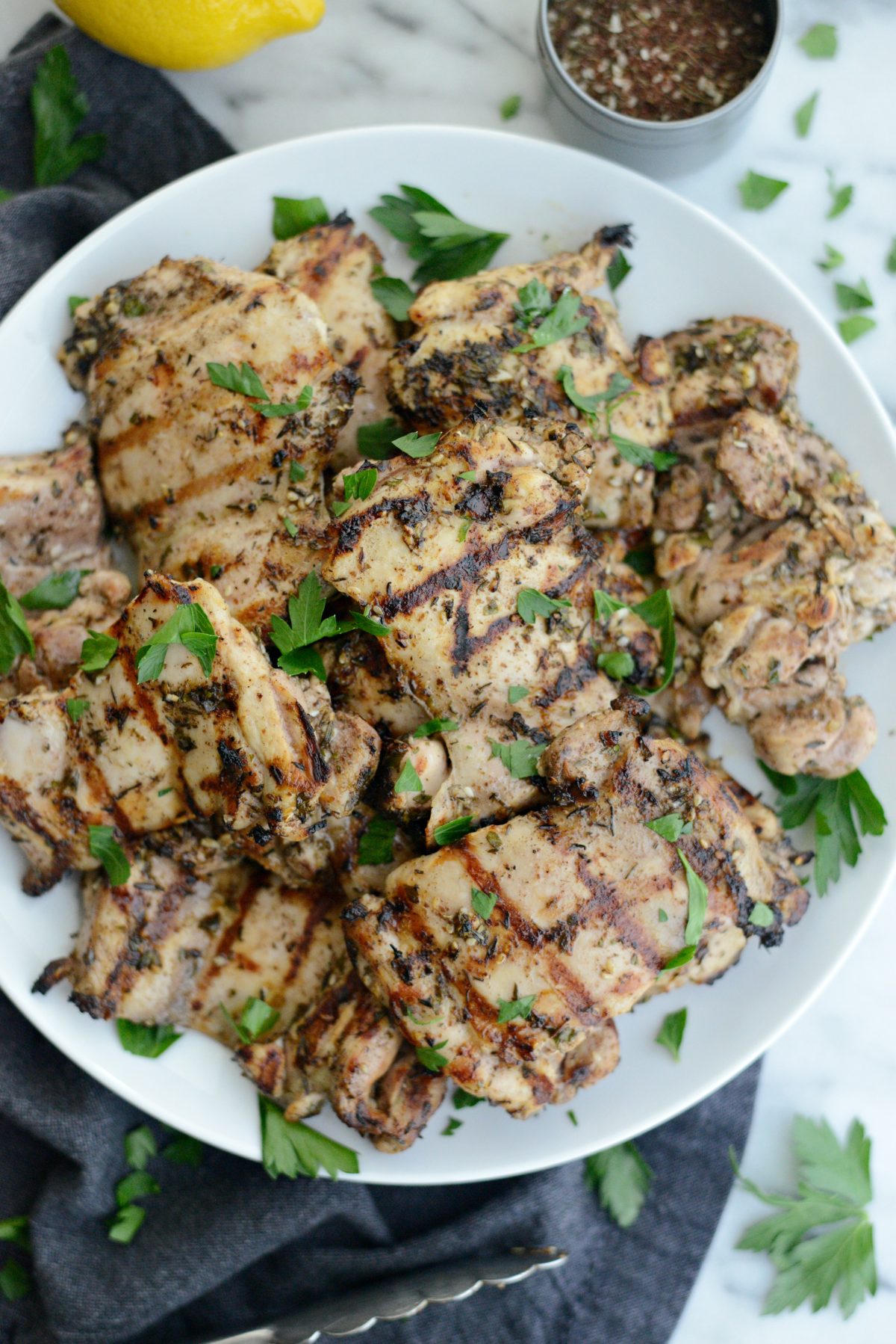 Grilled Za'atar Chicken Thighs l SimplyScratch.com 