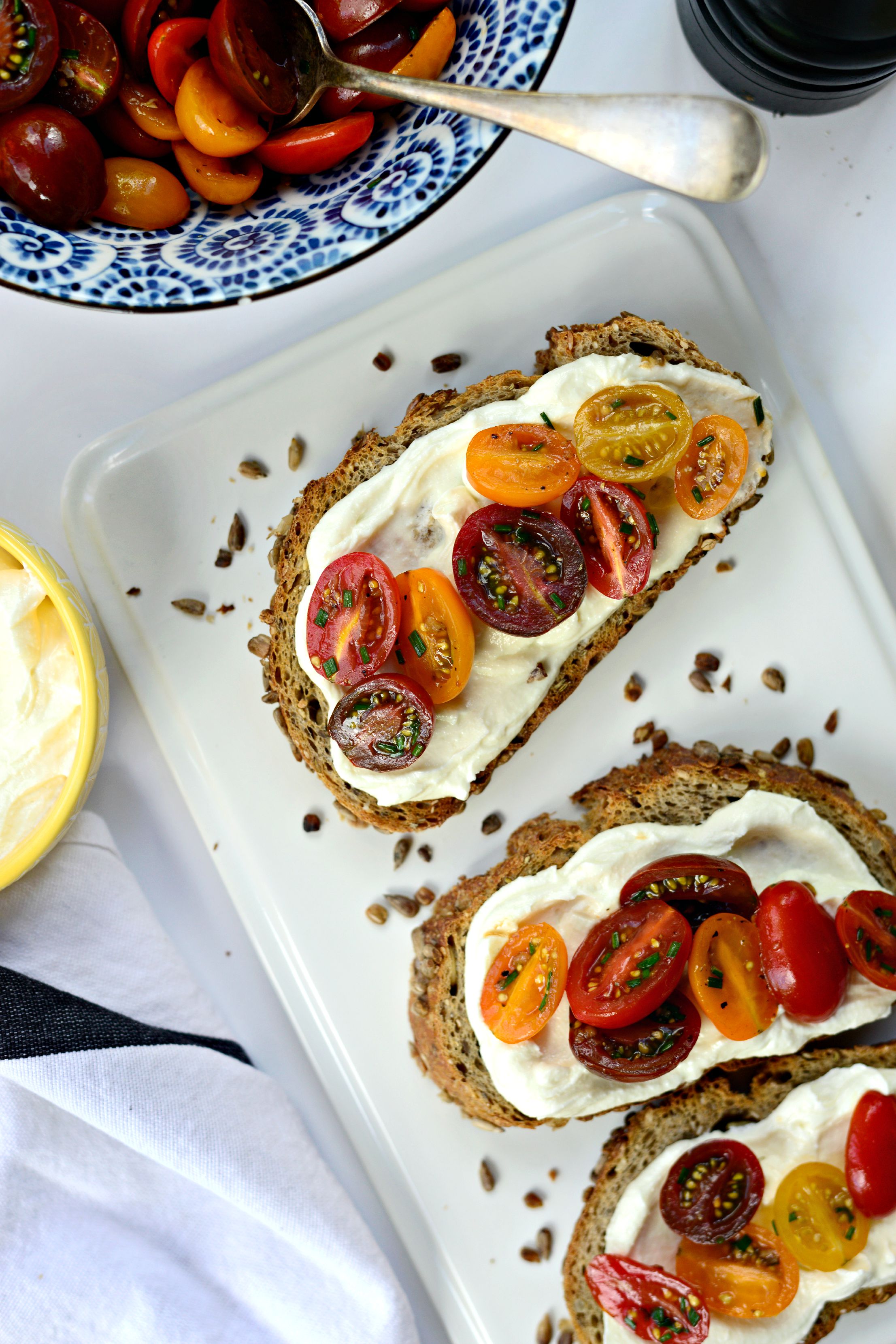Whipped Feta with Marinated Tomatoes on Toast - Simply Scratch