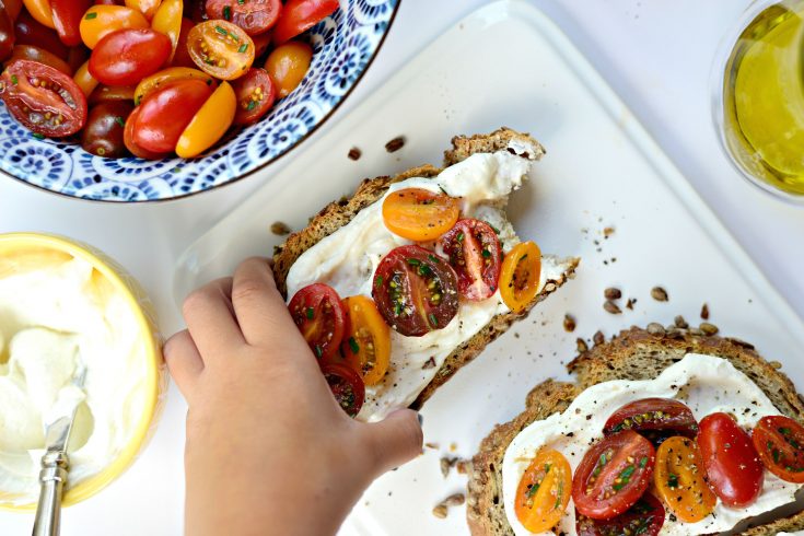 Whipped Feta + Marinated Tomatoes on Toast