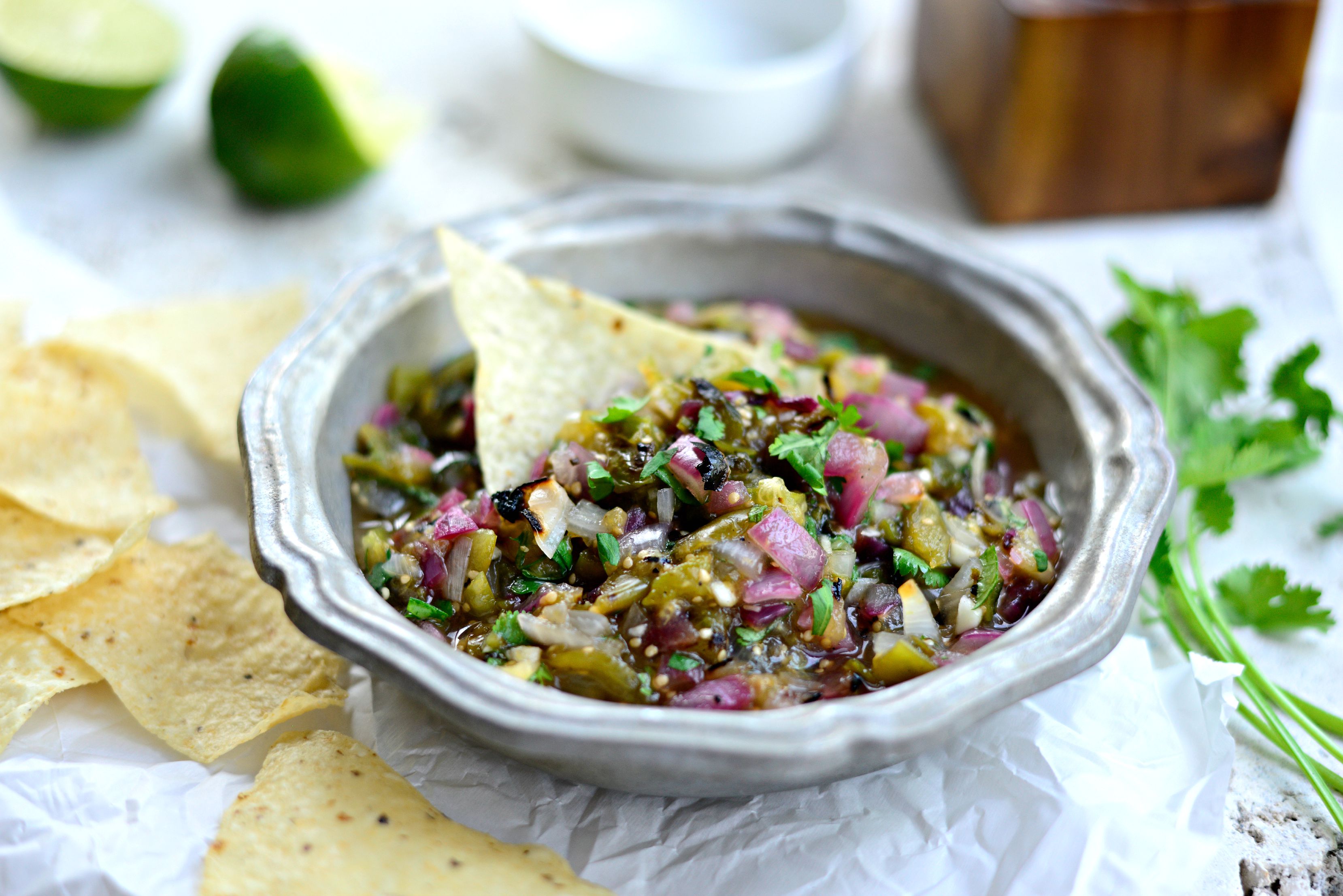 Hand-Chopped Grilled Tomatillo Salsa - Simply Scratch