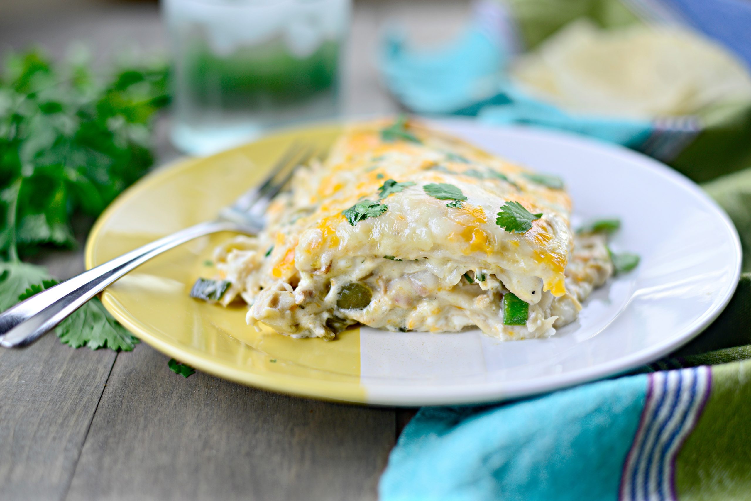 White Chicken Enchilada Lasagna Simply Scratch