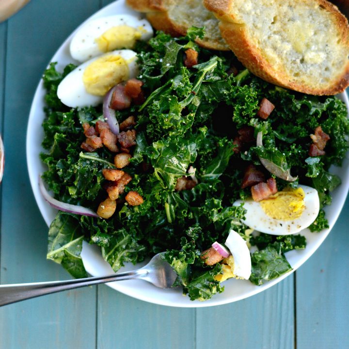 Winter Kale Pancetta Salad with Bleu Cheese Toasts Simply Scratch