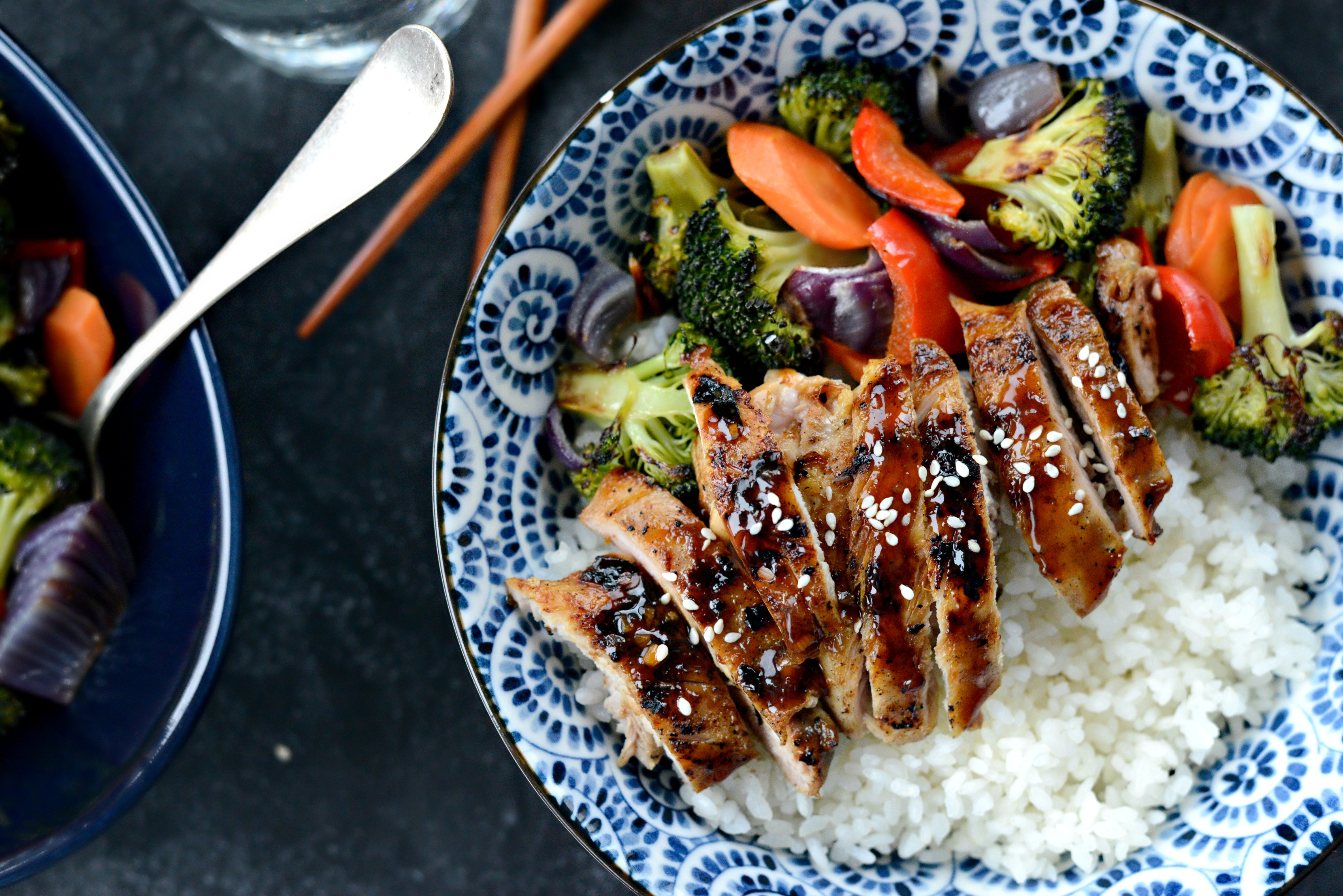 Grilled Teriyaki Chicken Rice Bowls - Simply Scratch