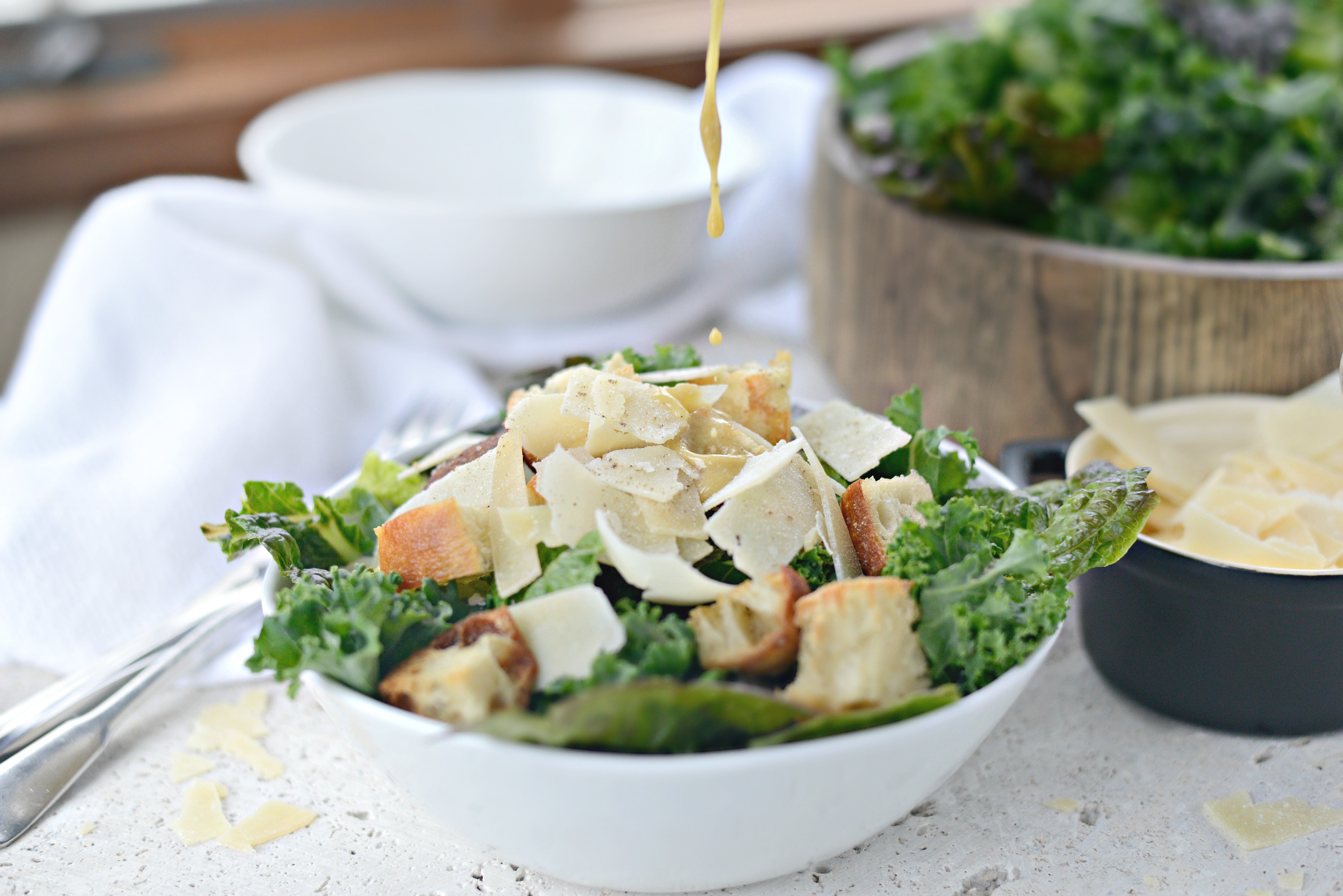 Kale Caesar Salad + Light Caesar Vinaigrette Simply Scratch