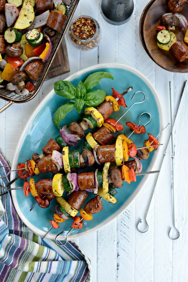 chicken sausage vegetable kebabs