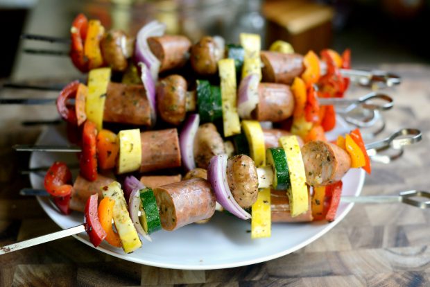 chicken sausage vegetable kebabs