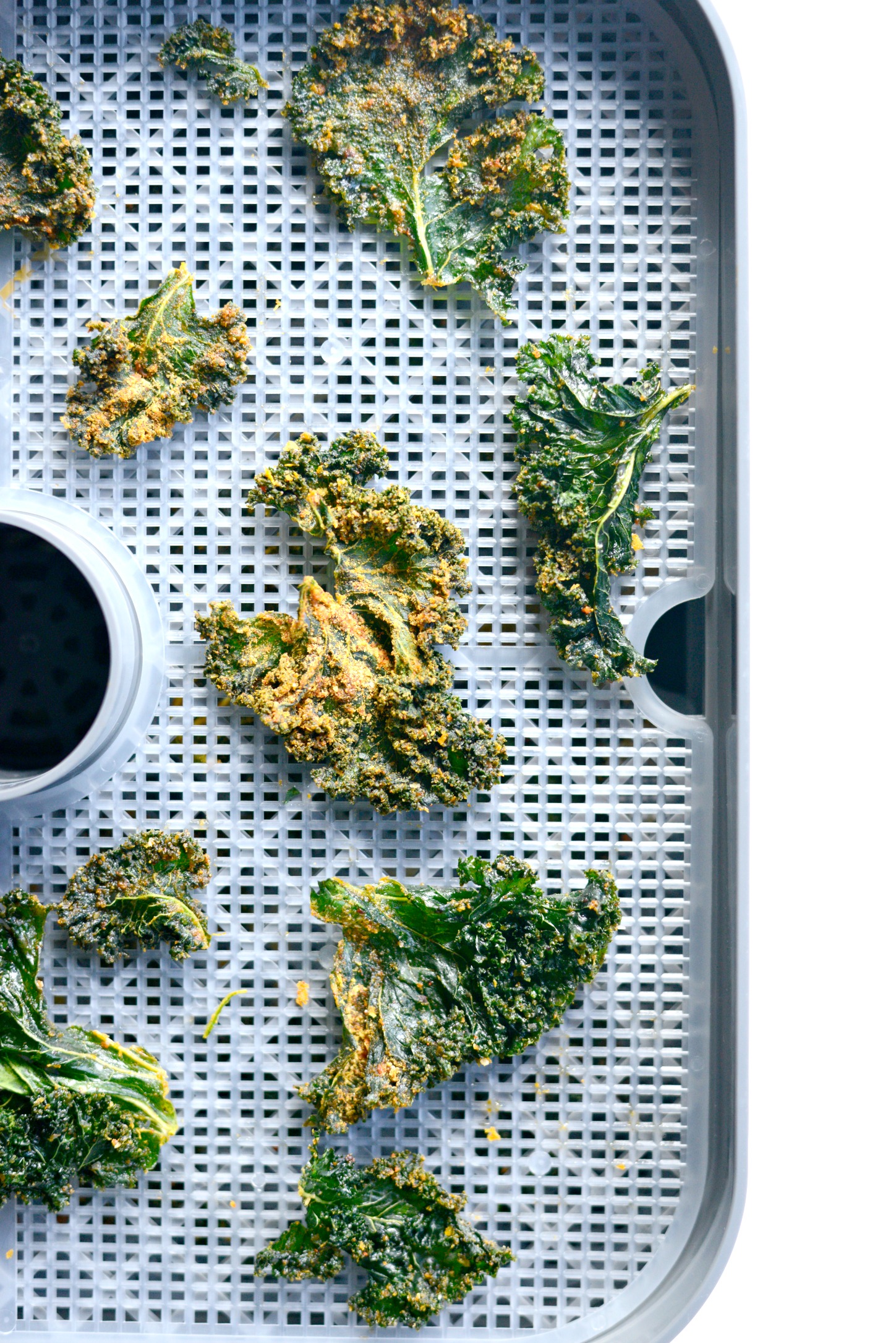 Dehydrated Sriracha + Garlic Kale Chips Simply Scratch