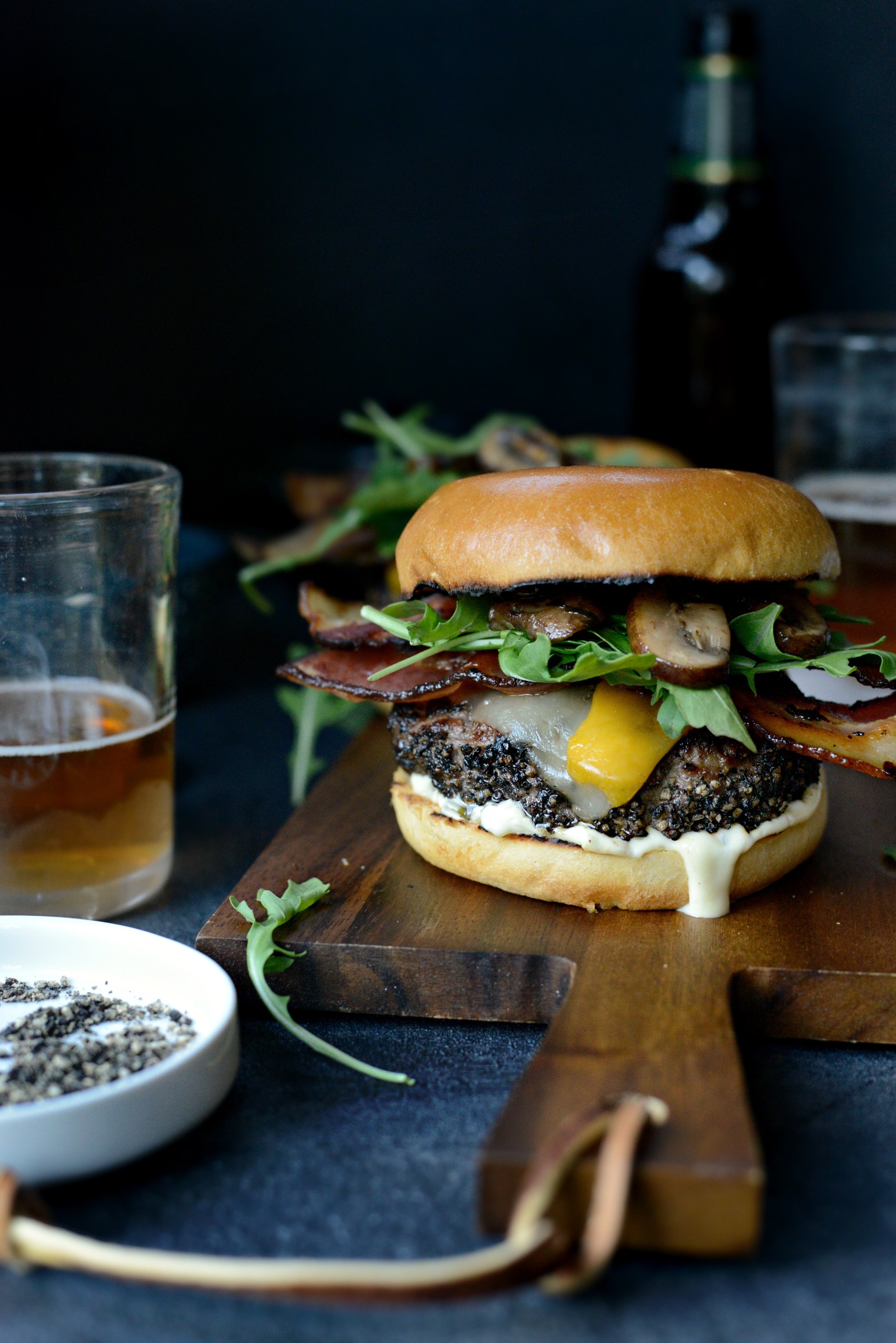 Peppercorn Crusted Burgers with Dill Pickle Aioli Simply Scratch