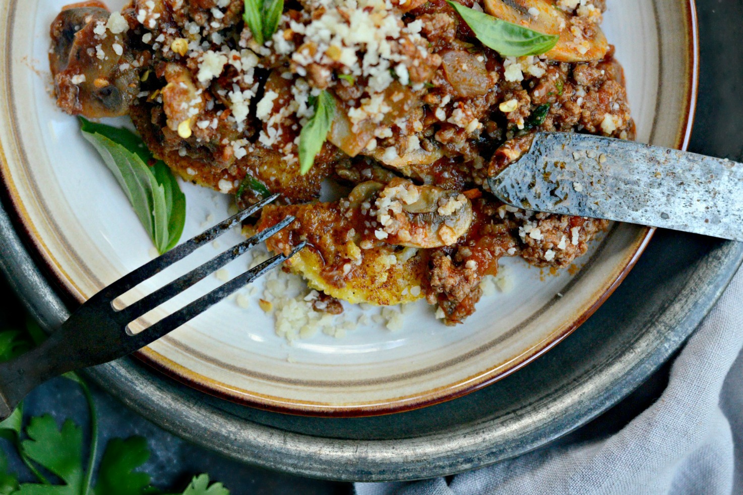 Beef and Mushroom Ragu over Fried Polenta Simply Scratch