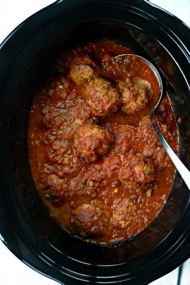 slow cooked meatballs in sauce