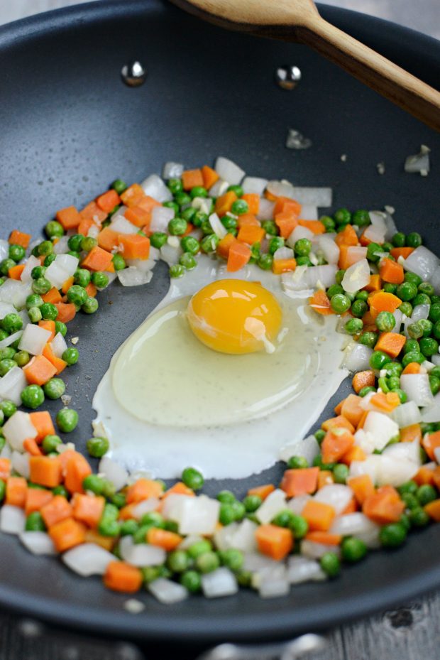 add egg to tender veggies. 