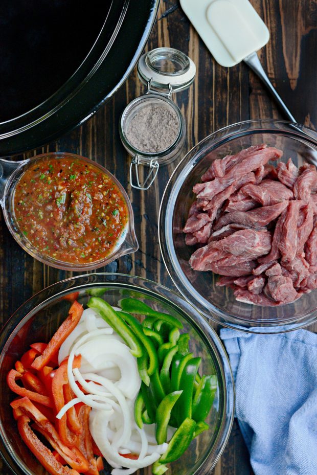 Ingredients for Slow Cooker Steak Fajitas