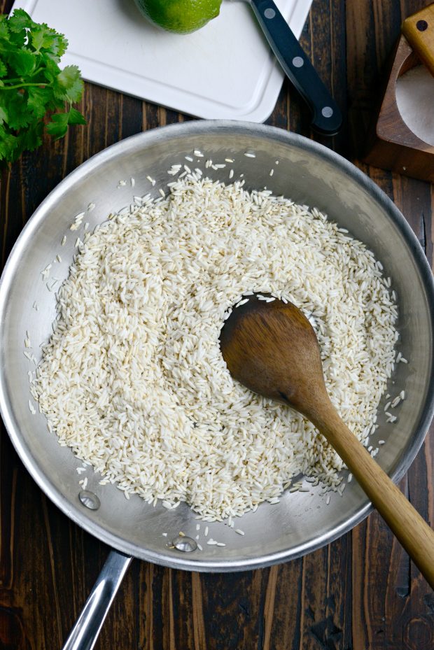 toast rice in skillet