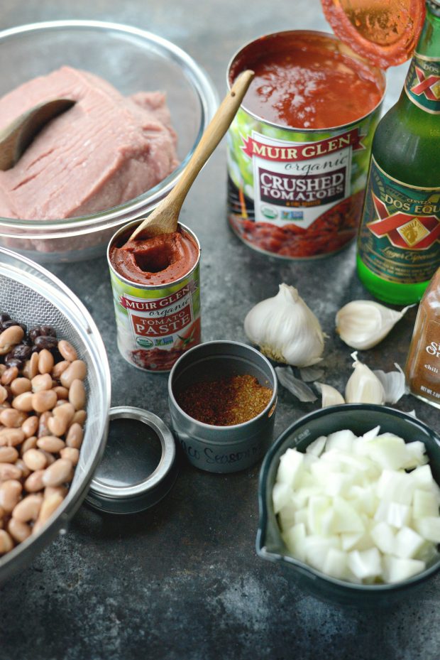 Ingredients for Turkey Taco Beer Chili
