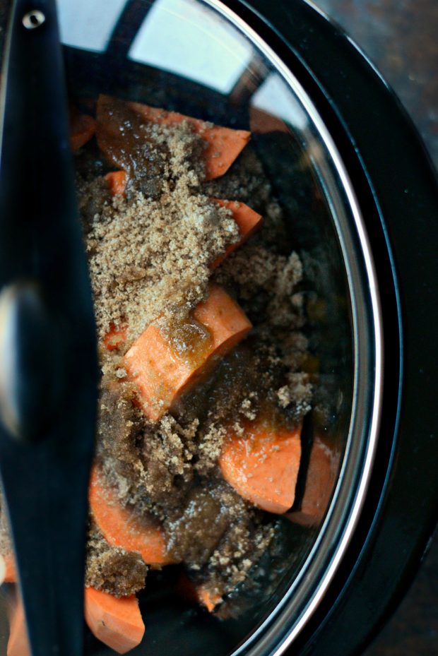 sweet potato ingredients in slow cooker