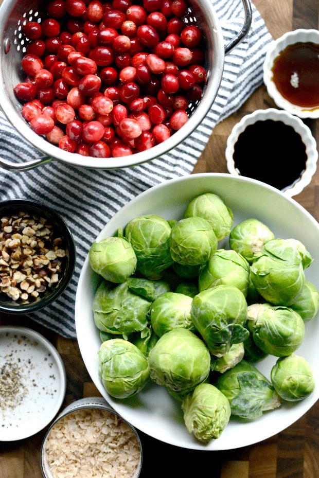 ingredients for maple balsamic brussels sprouts