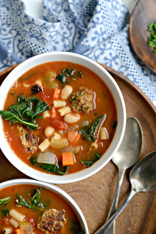 Italian Turkey Meatball Minestrone Soup