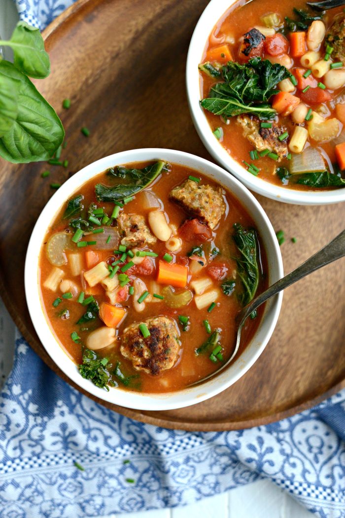 Italian Turkey Meatball Minestrone Soup