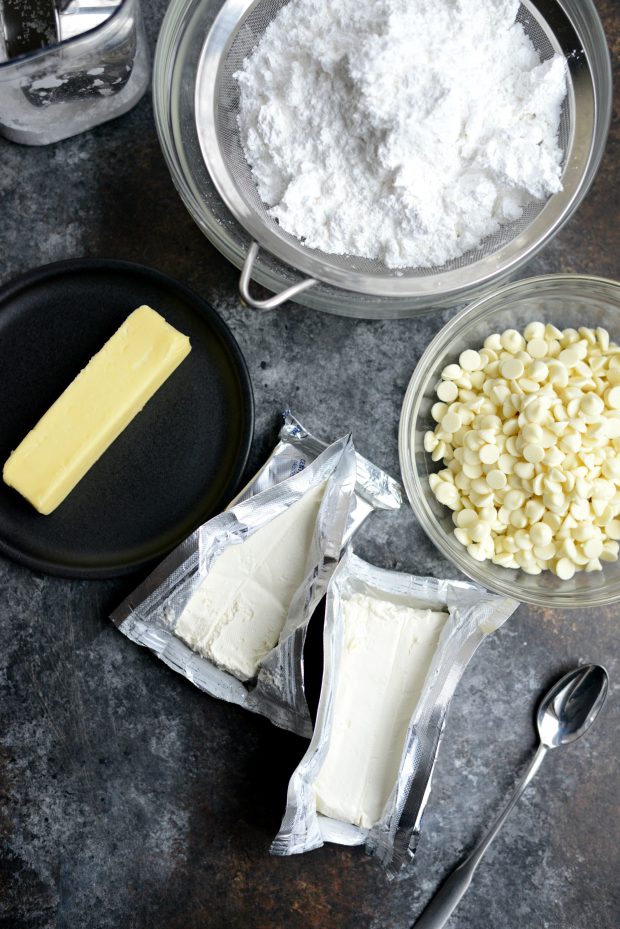 White Chocolate Cream Cheese Frosting ingredients.