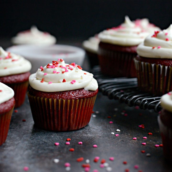 Red Velvet Cupcakes With White Chocolate Cream Cheese Frosting Simply Scratch
