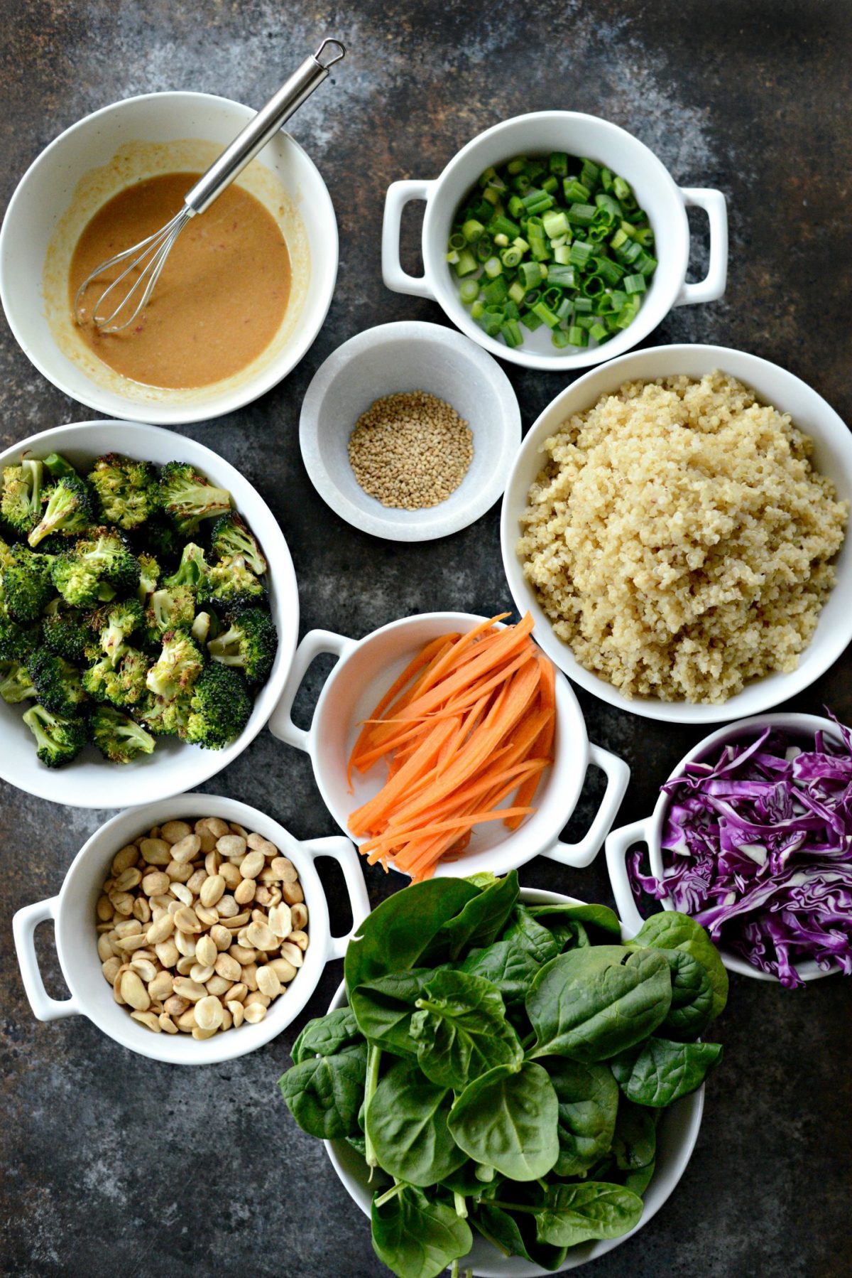 ingredients for Asian Charred Broccoli Quinoa Bowl