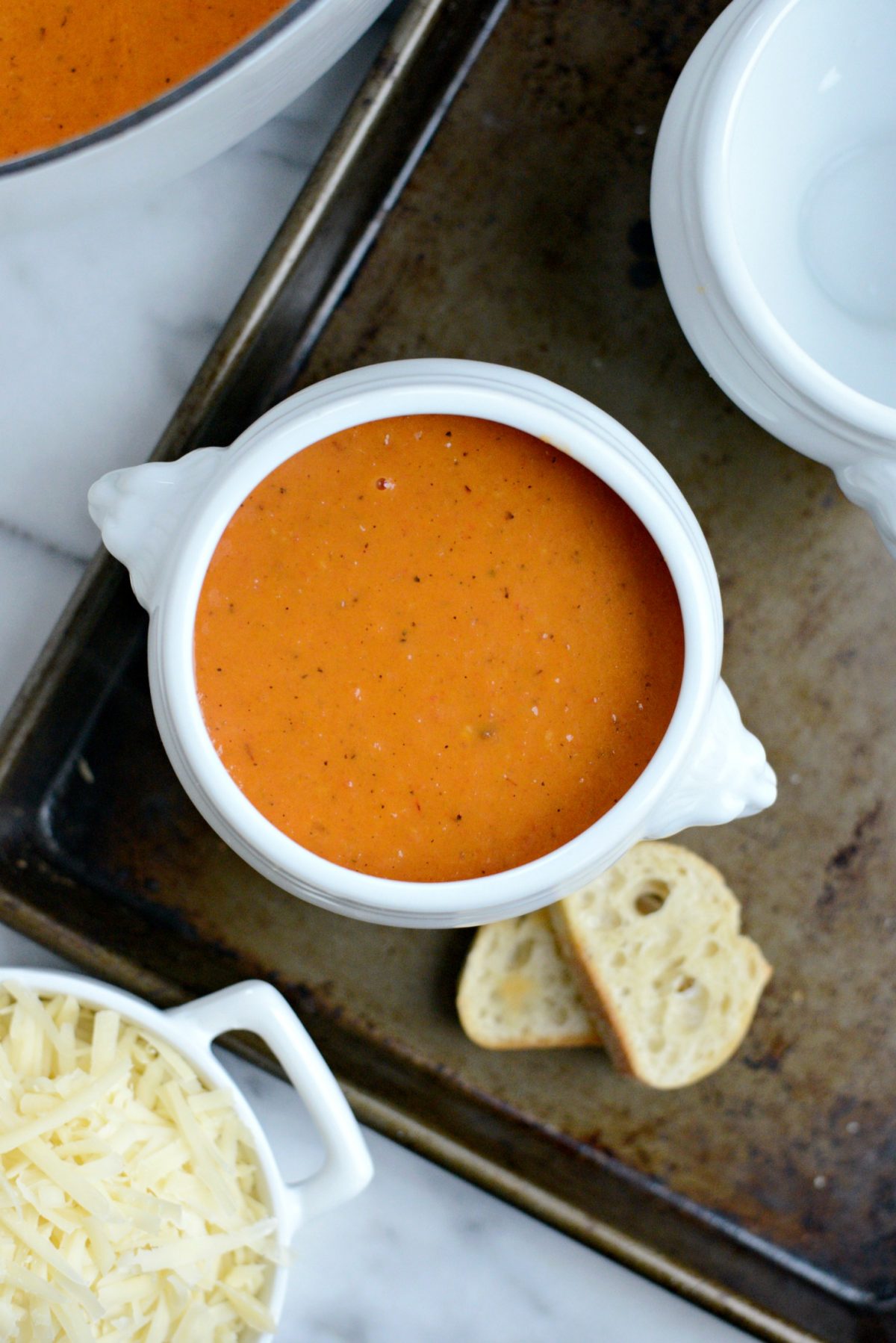 ladle soup into bowls