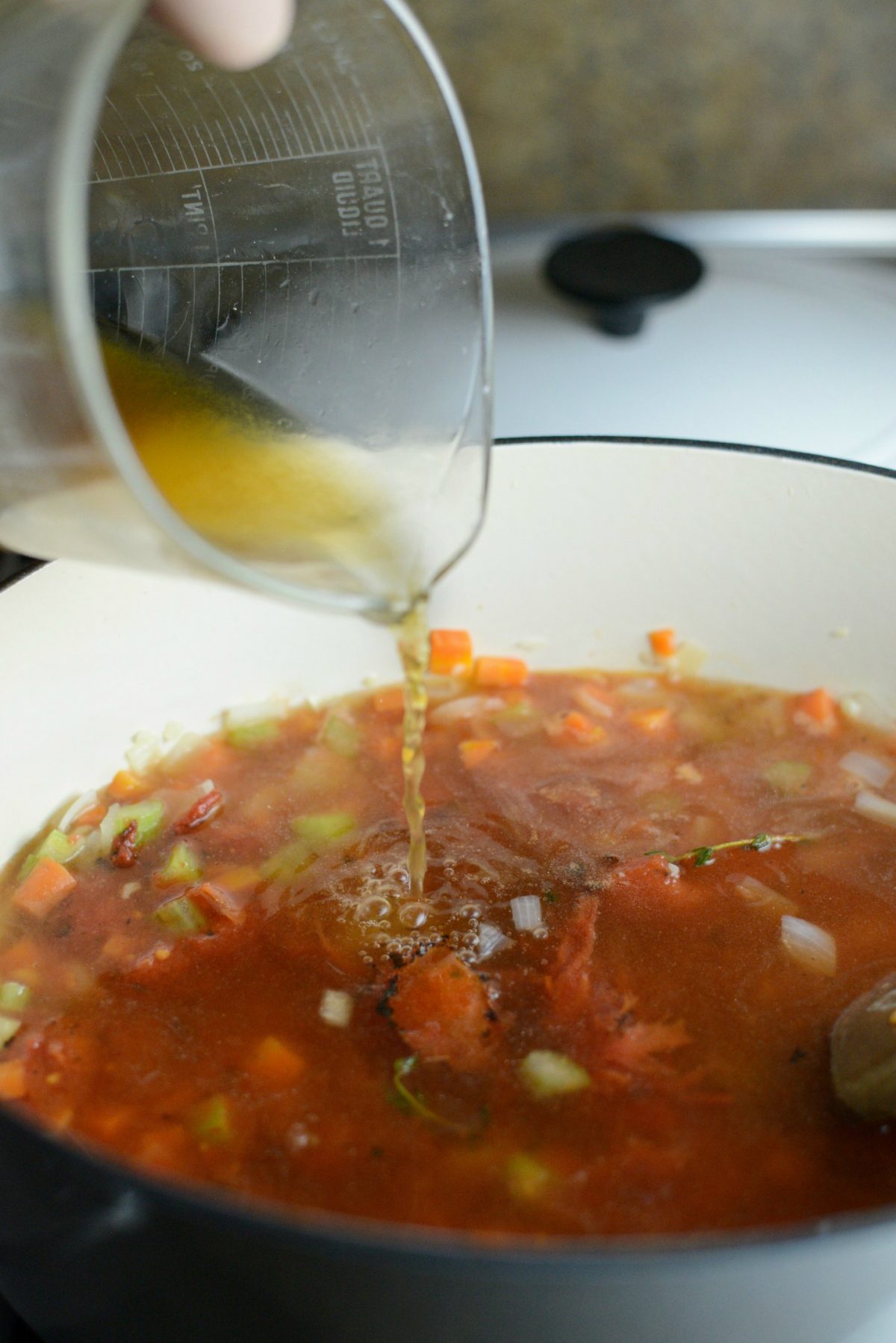 Pour in vegetable broth