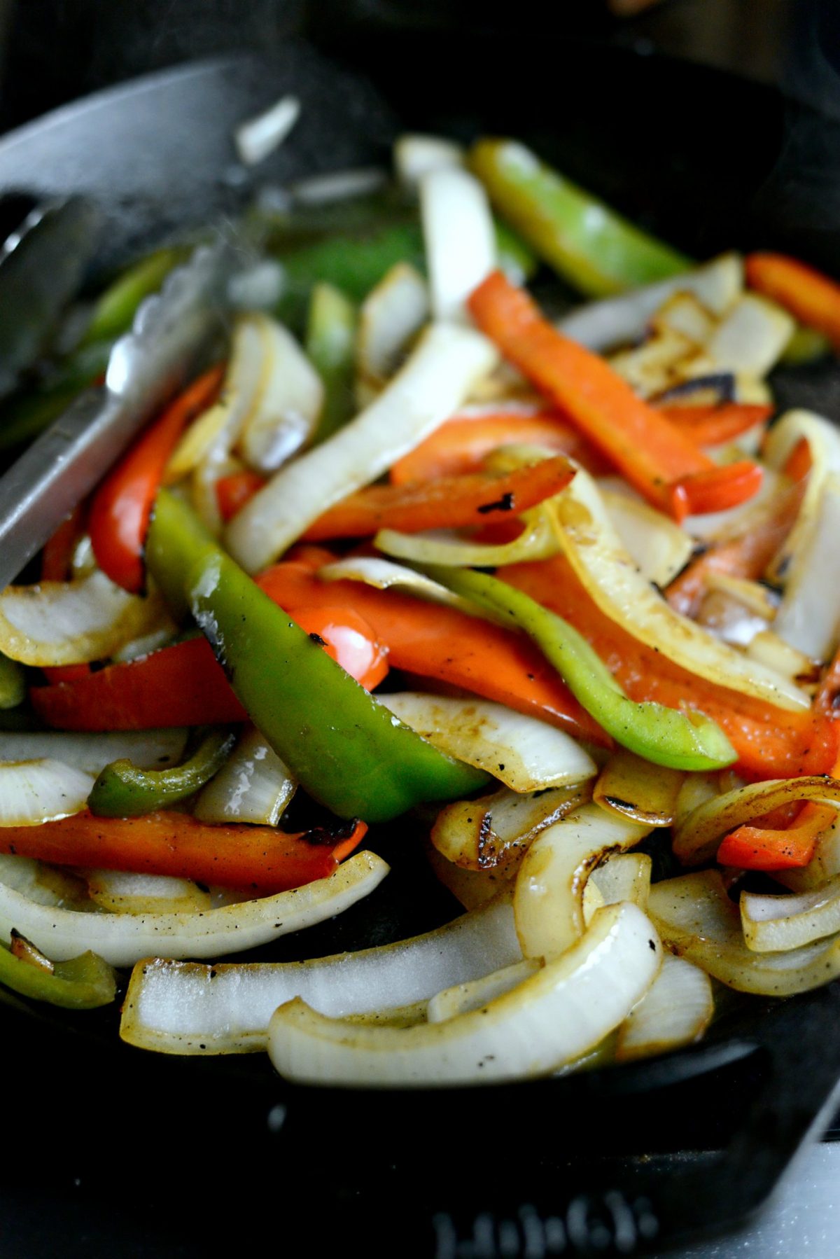 char up some peppers and onions