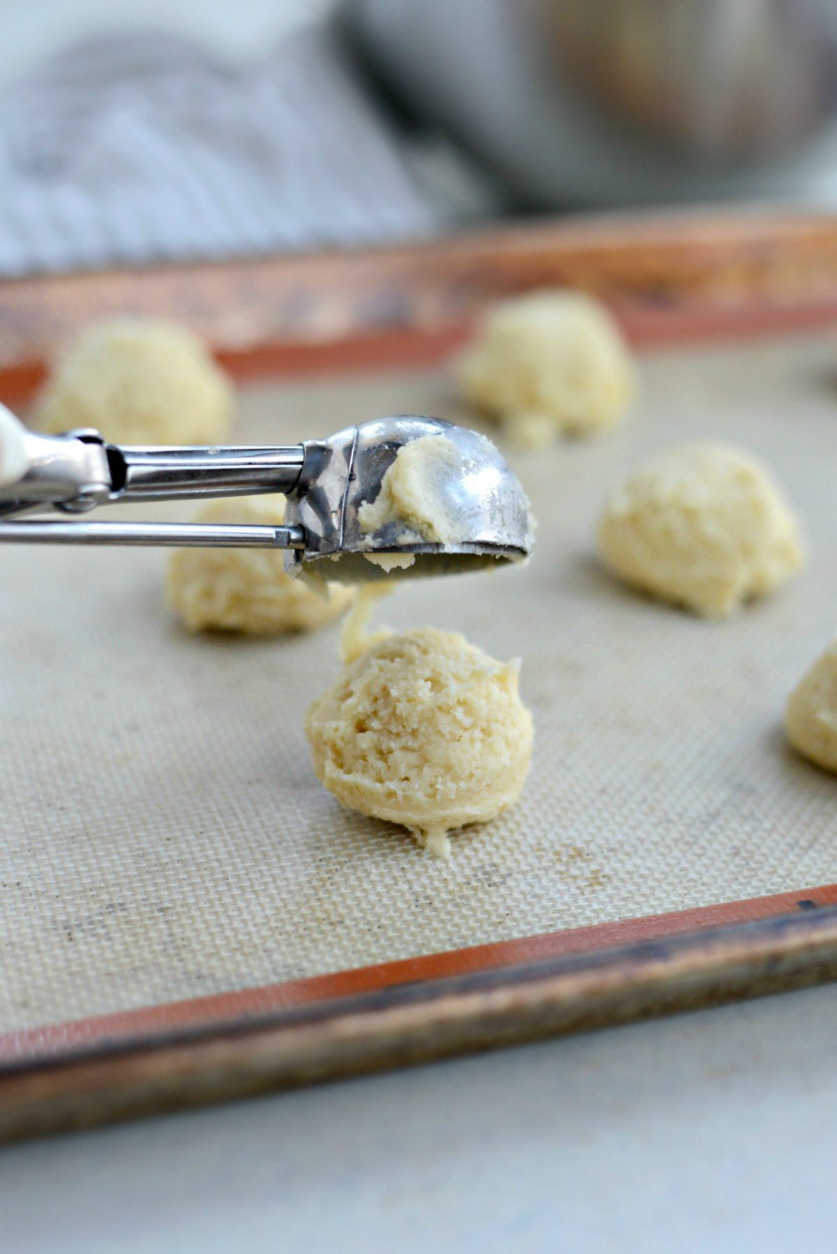 Scoop out onto a prepared baking sheet lined with parchment or a silicone mat.