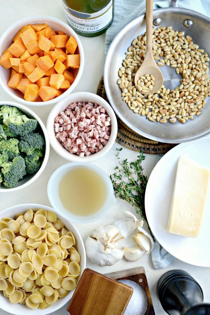 Orecchiette Pasta with Pancetta, Butternut Squash and Broccoli ingredients