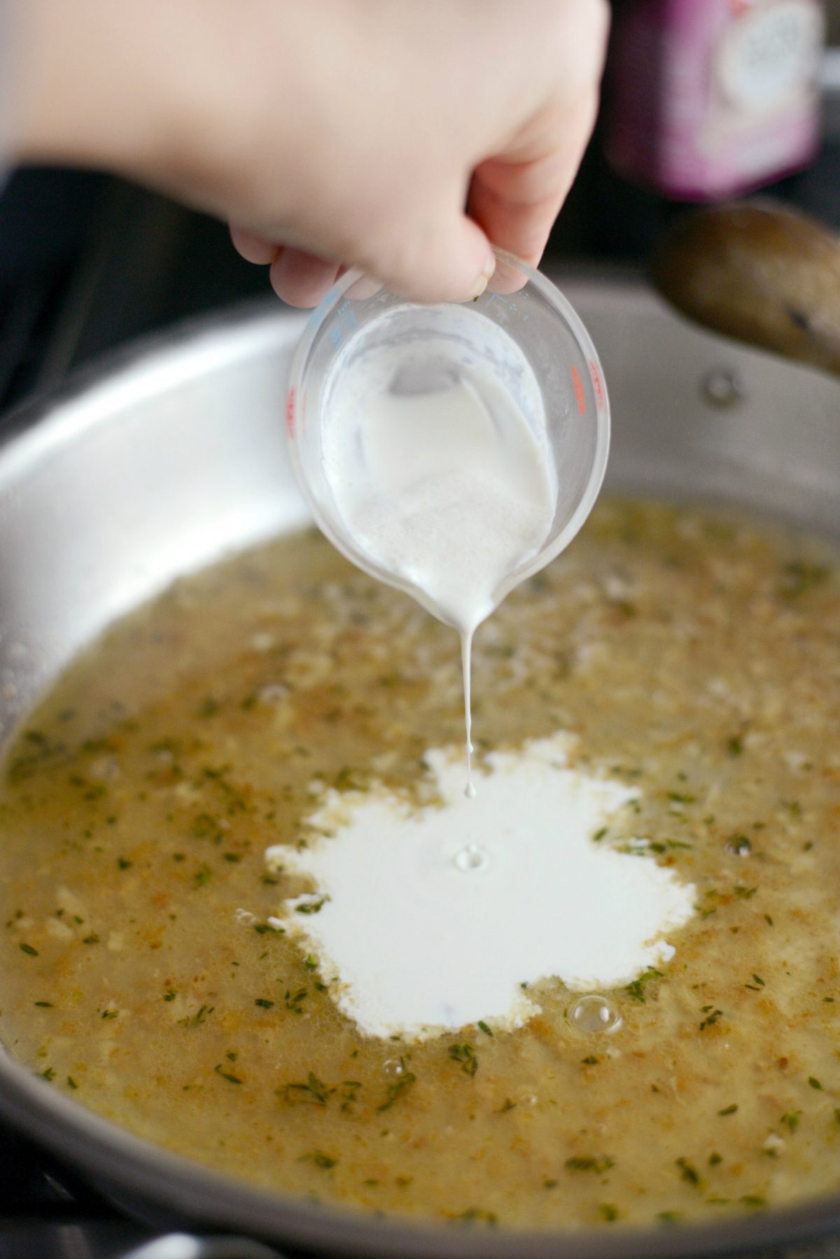 pour in heavy cream.