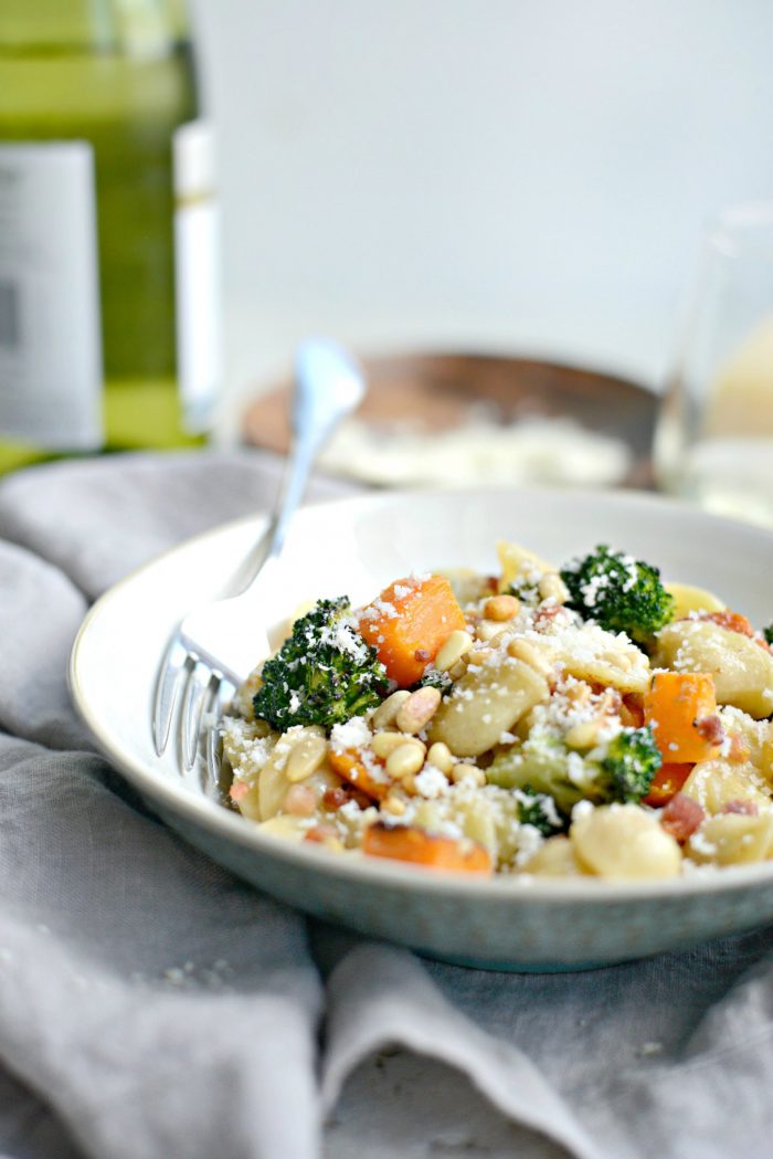 Orecchiette Pasta with Pancetta, Butternut Squash and Broccoli 