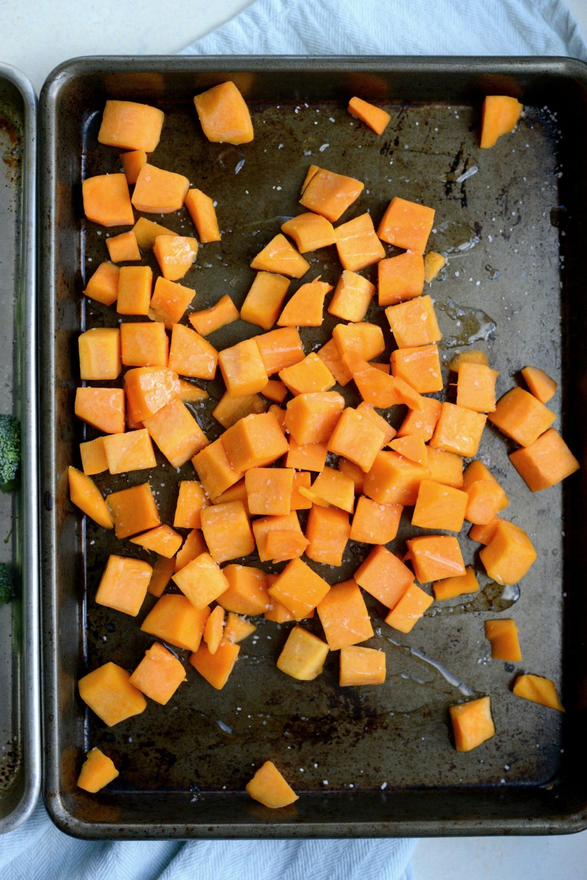 pan with diced butternut squash