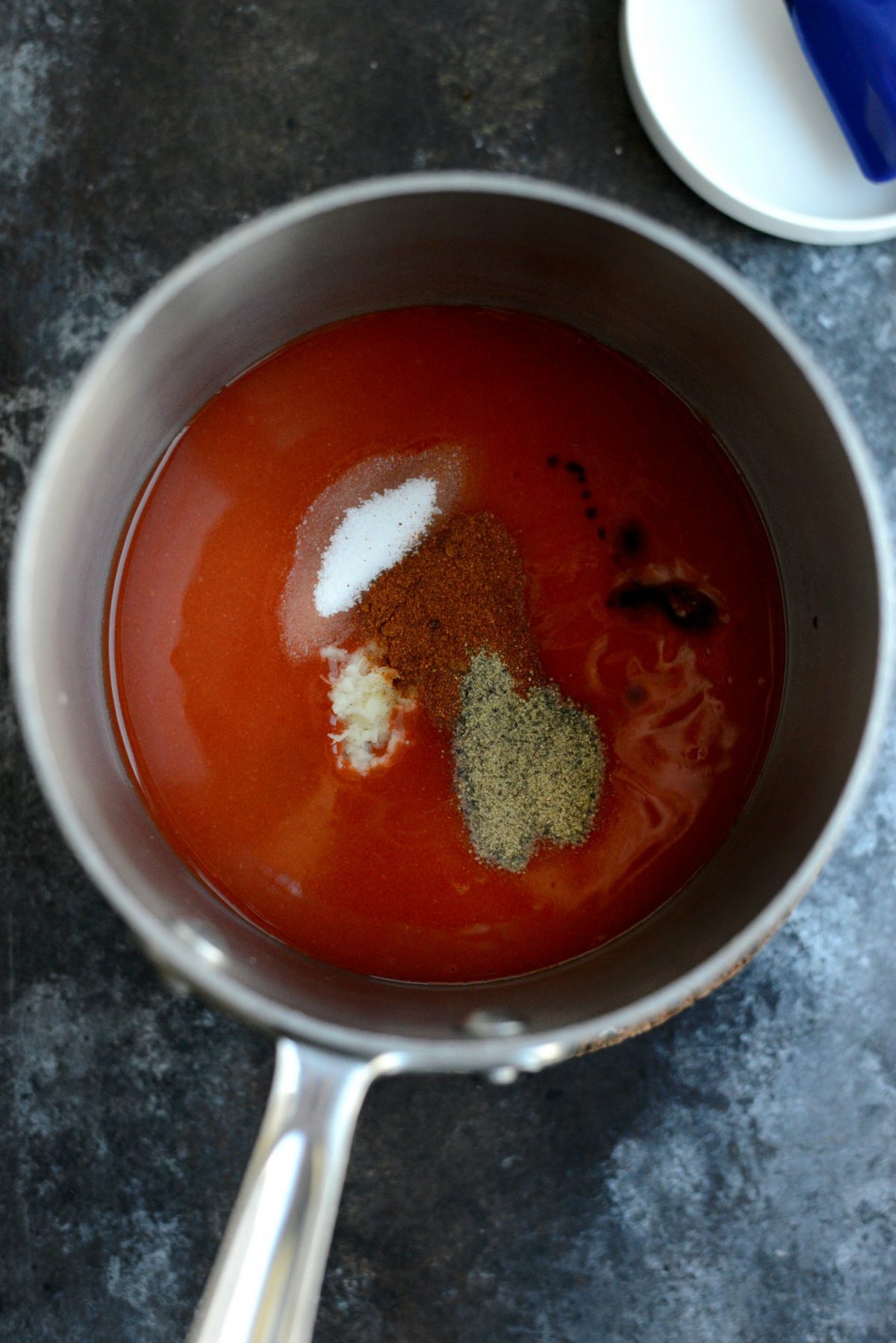 wing sauce ingredients in saucepan.