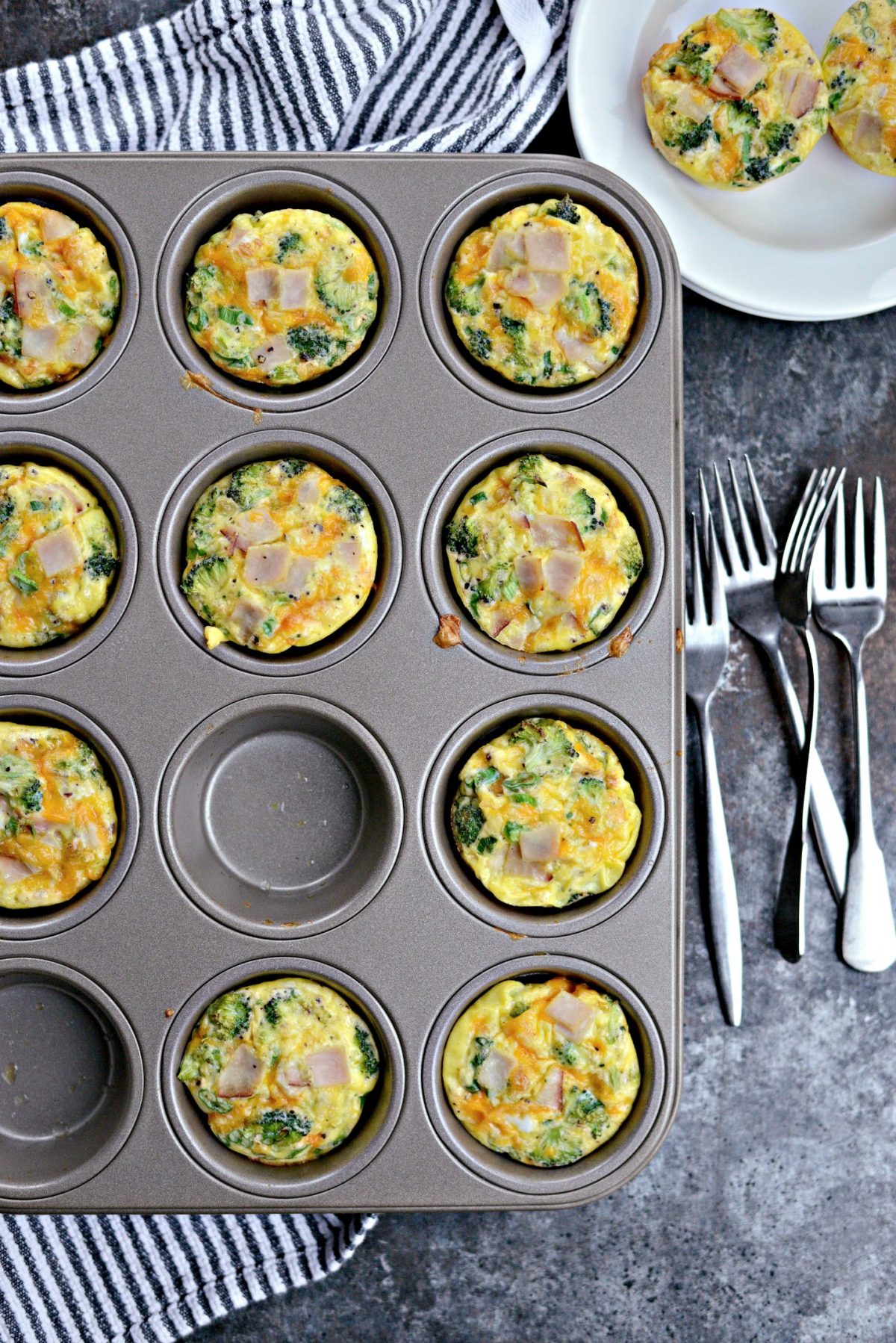 Turkey, Broccoli and Cheddar Mini Frittatas