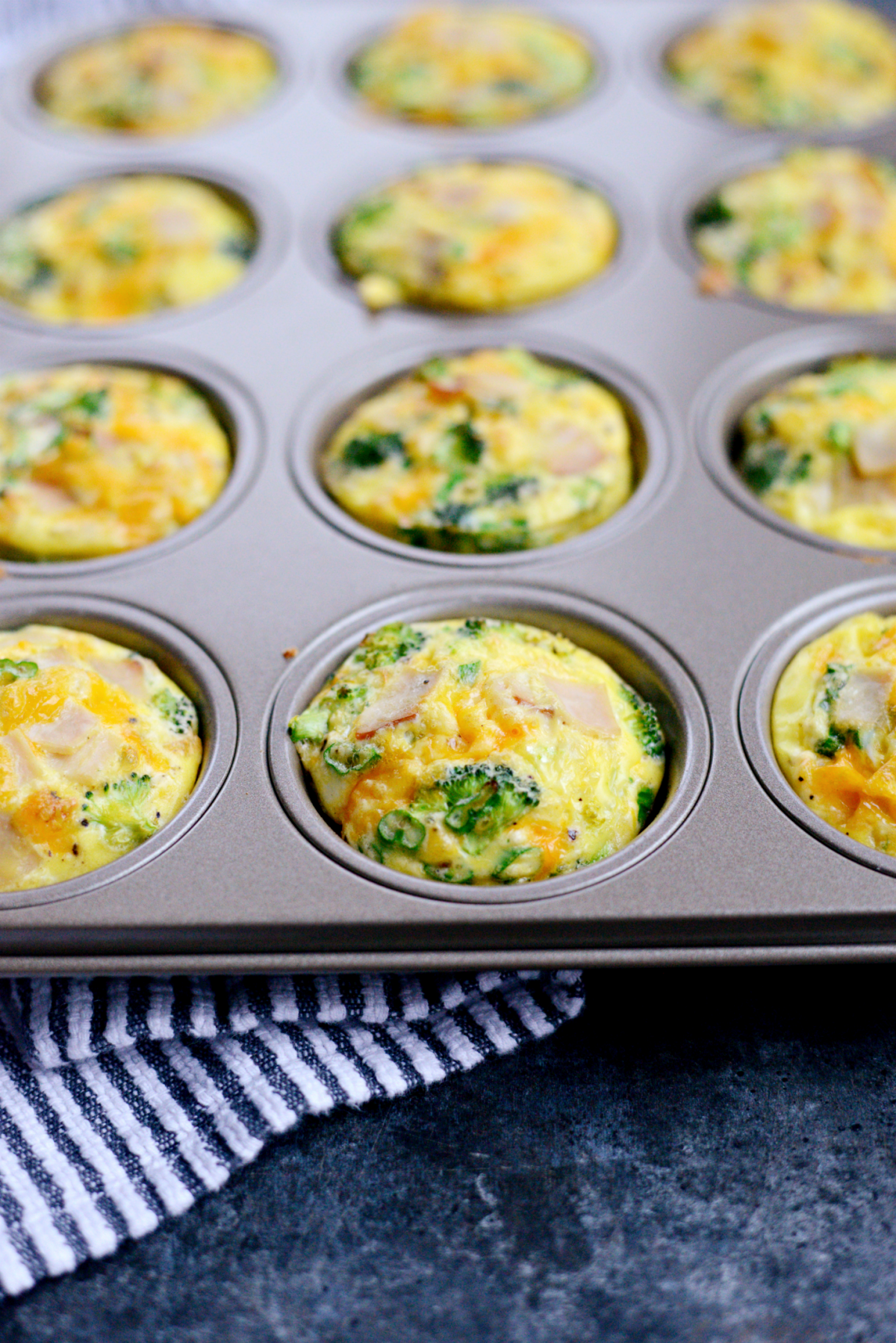 Turkey, Broccoli and Cheddar Mini Frittatas