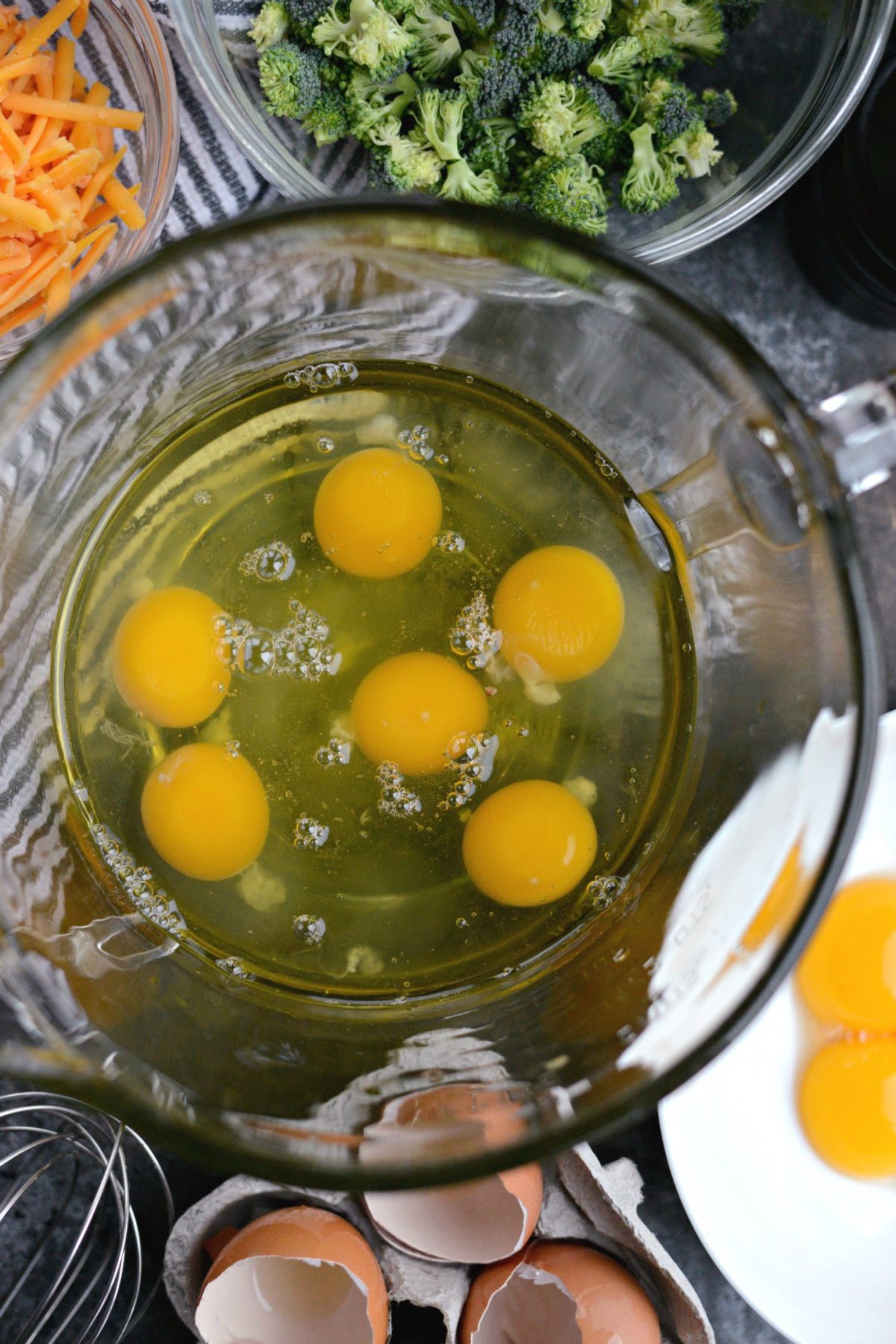 add eggs and egg whites into bowl