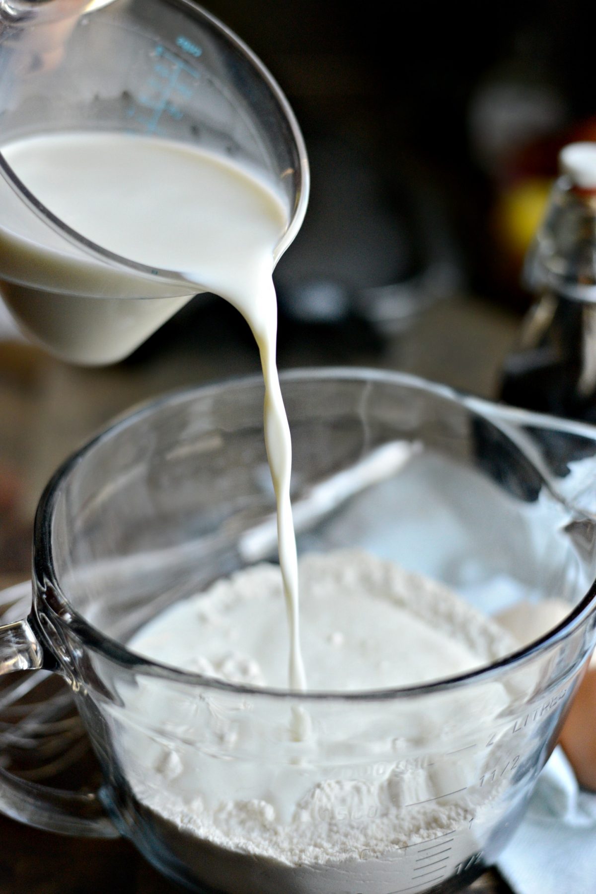 pouring in milk.