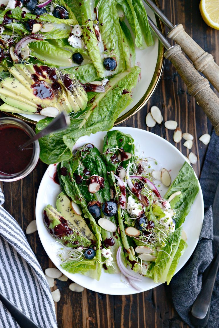Blueberry Almond and Goat Cheese Salad with Blueberry Balsamic