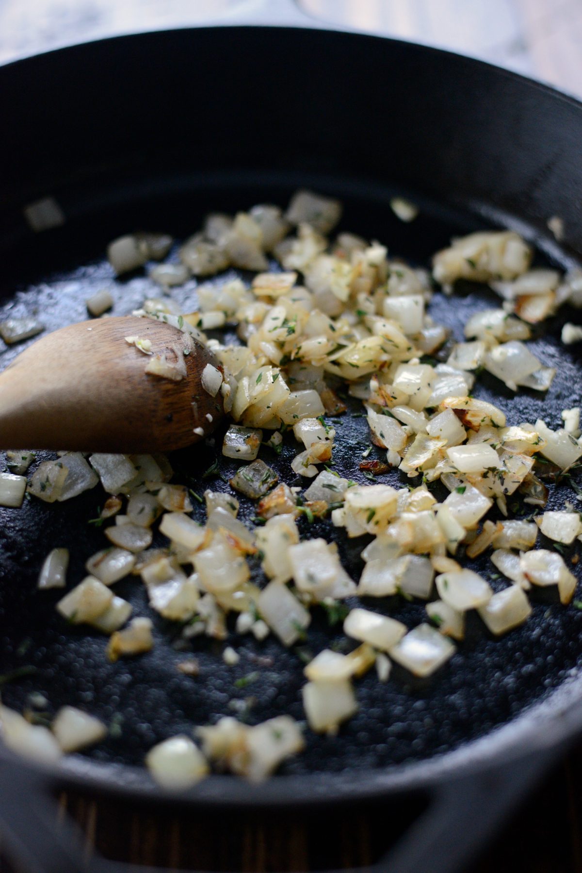 saute onions, garlic and thyme.