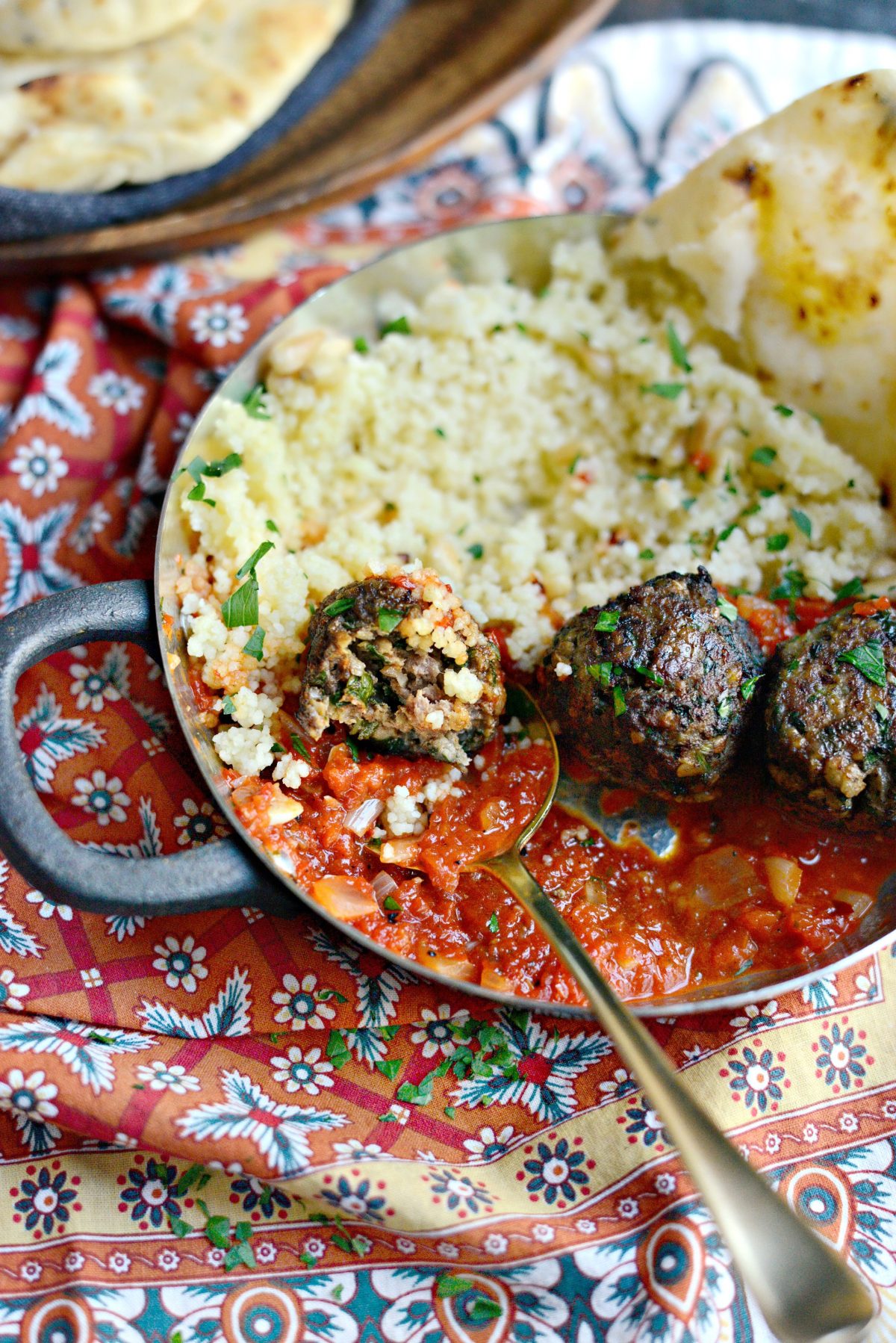 African Spiced Lamb Meatballs with Roasted Red Pepper Harissa 