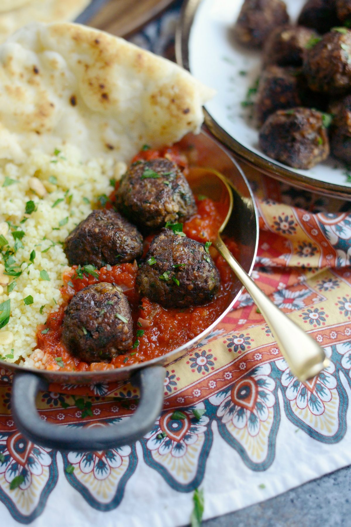 African Spiced Lamb Meatballs with Roasted Red Pepper Harissa 