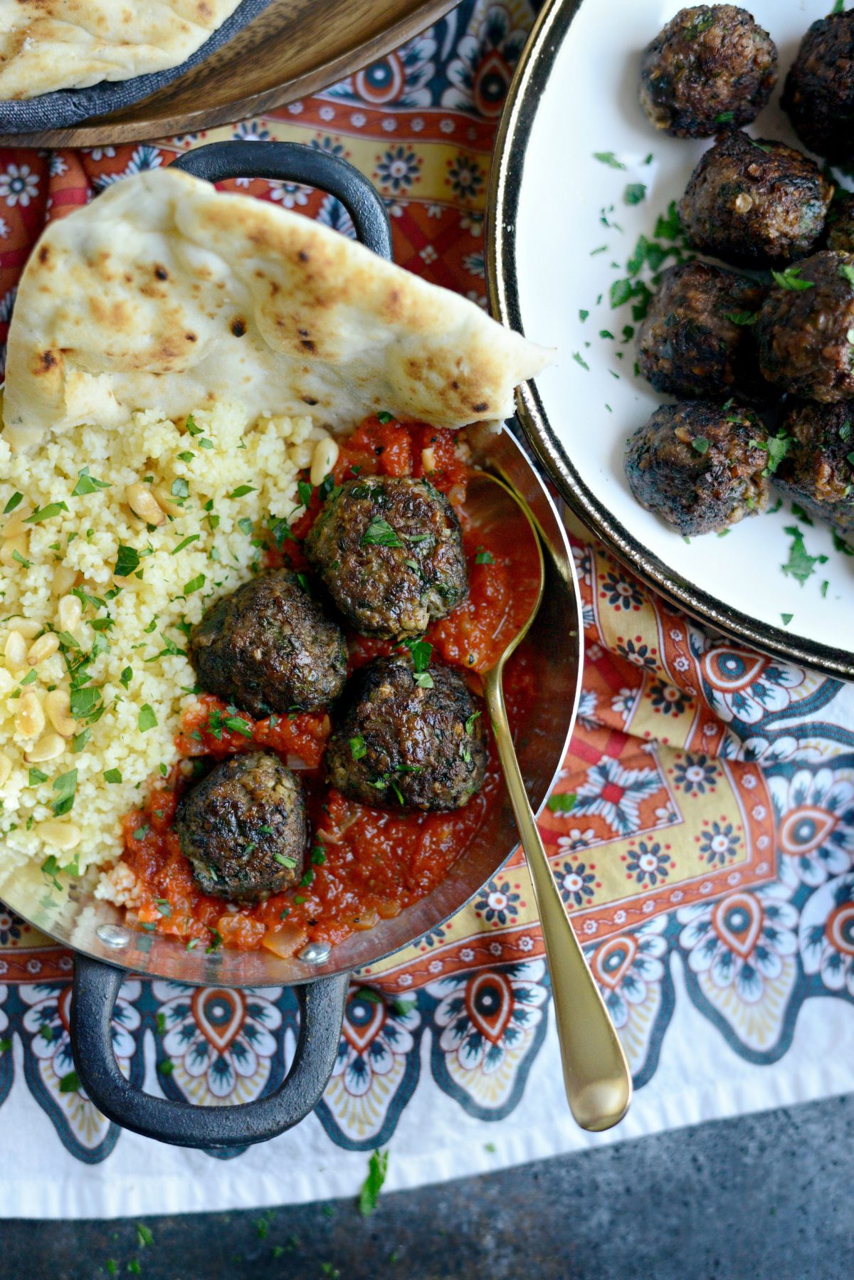 African Spiced Lamb Meatballs with Roasted Red Pepper Harissa