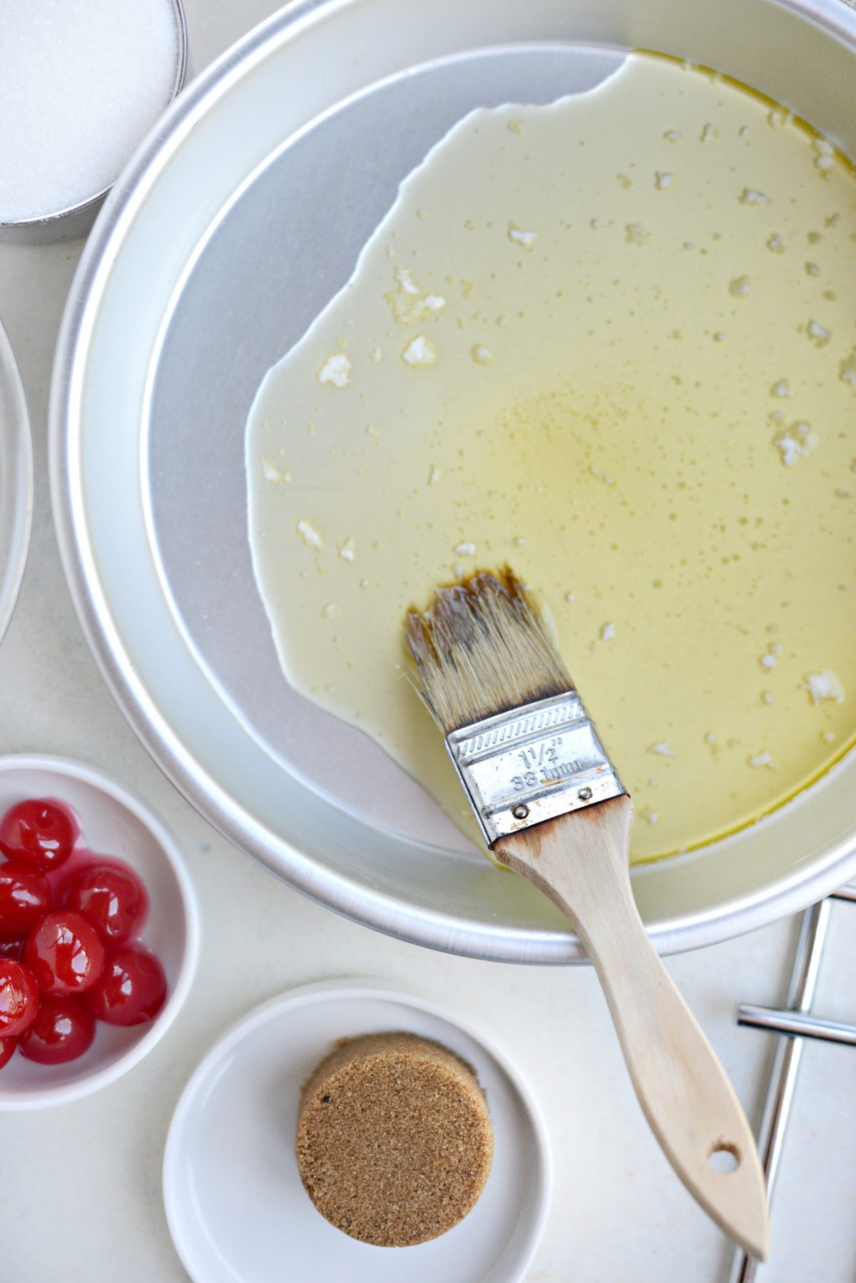 melted butter in cake pan