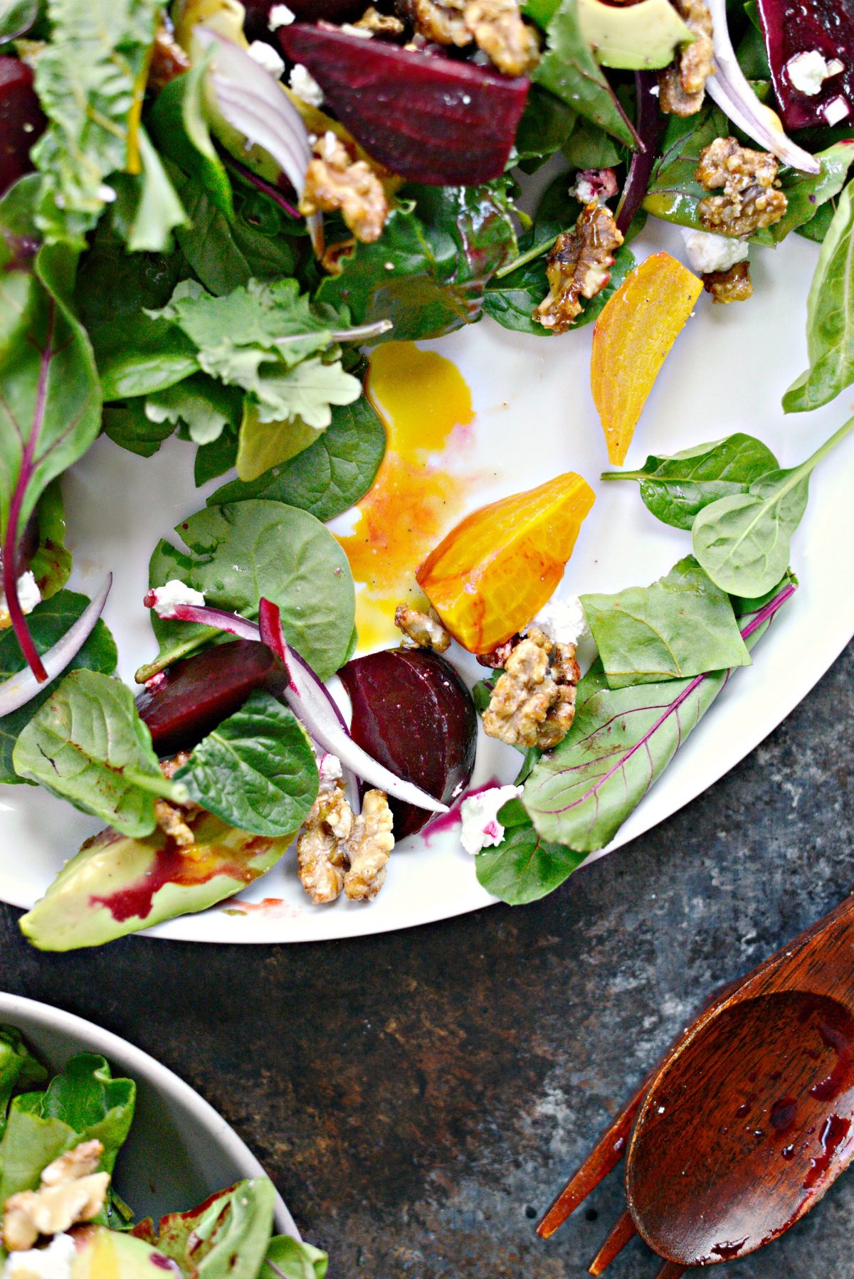 Roasted Beet Salad with Avocado, Goat Cheese And Honey Dijon Vinaigrette