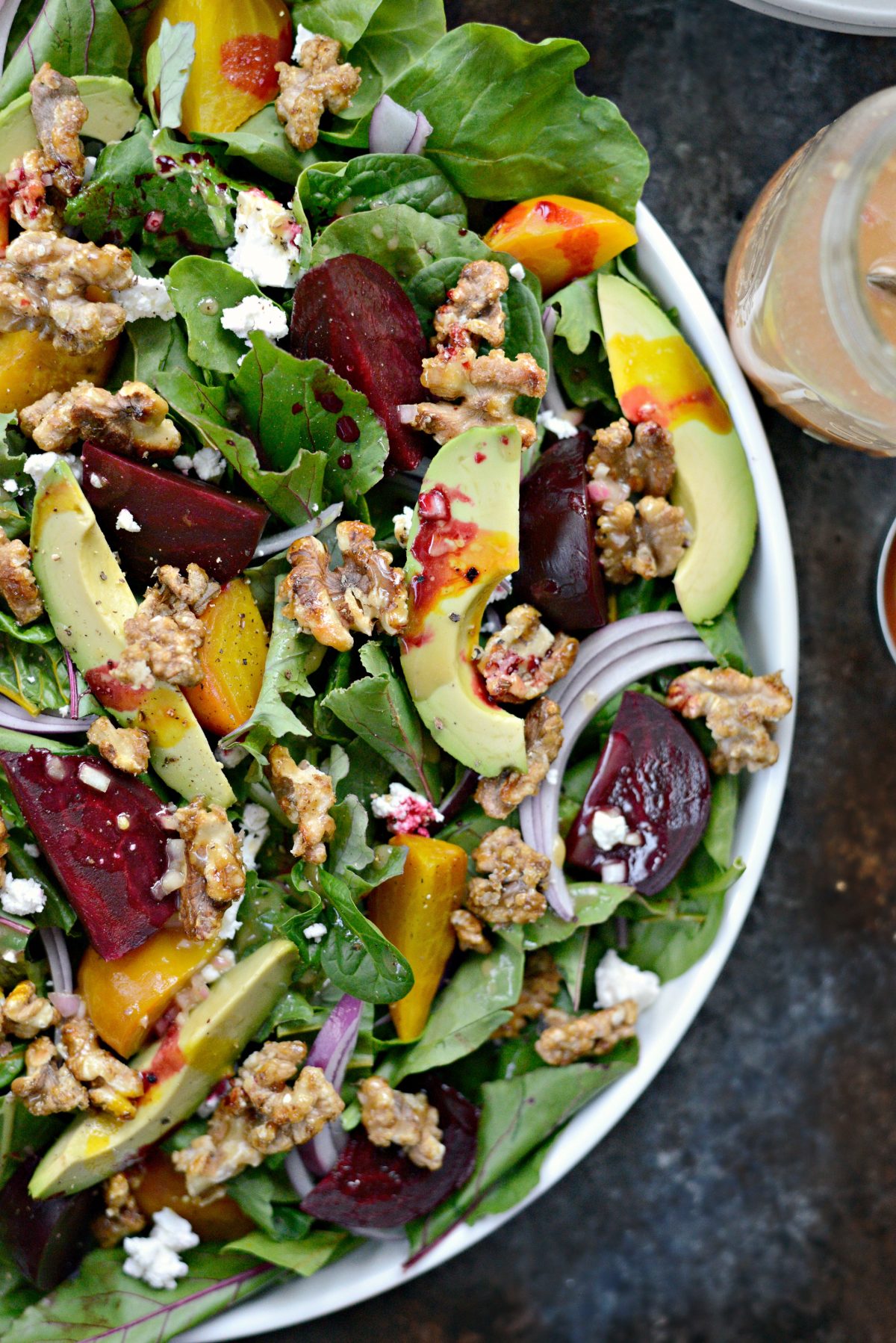 Simply Scratch Roasted Beet Salad with Avocado, Goat Cheese, Candied ...