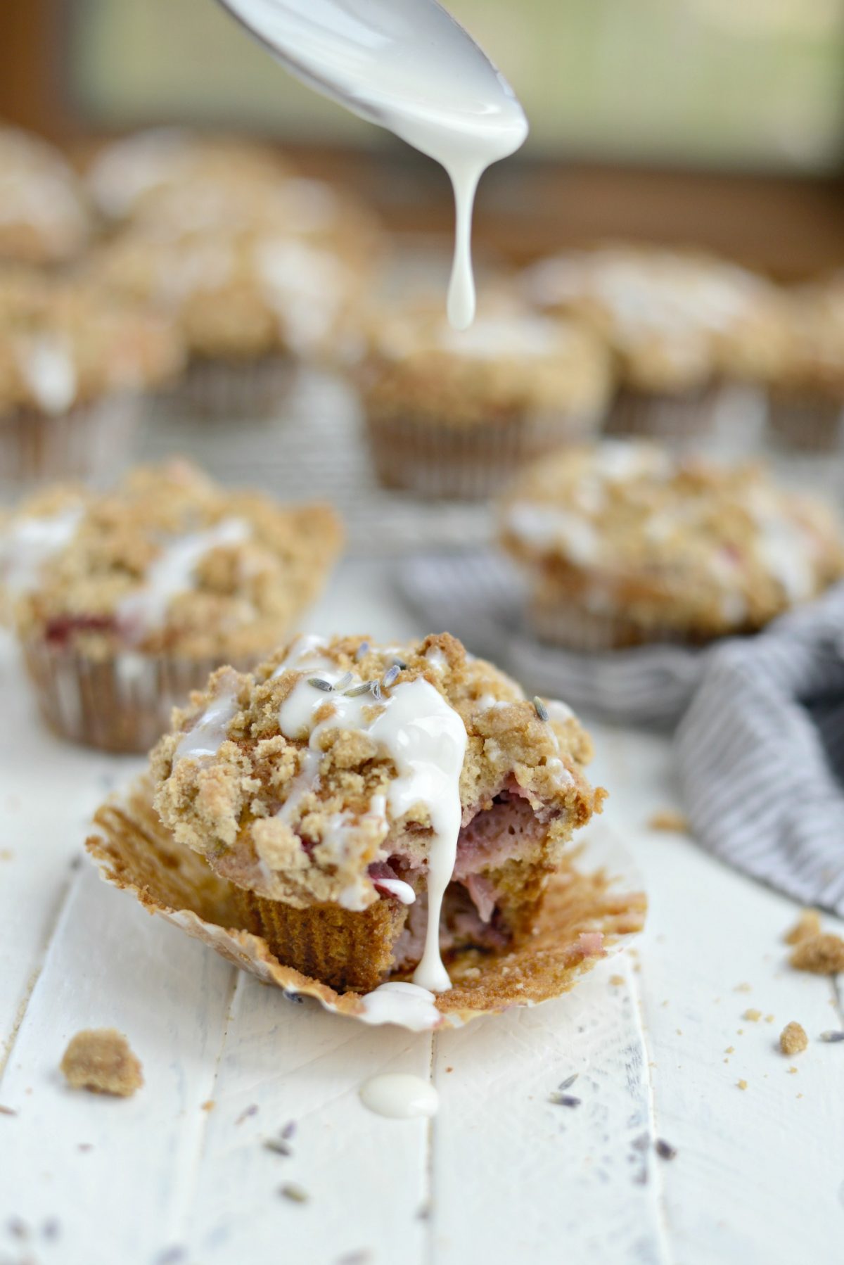 Strawberry Lemon Lavender Crumb Muffins